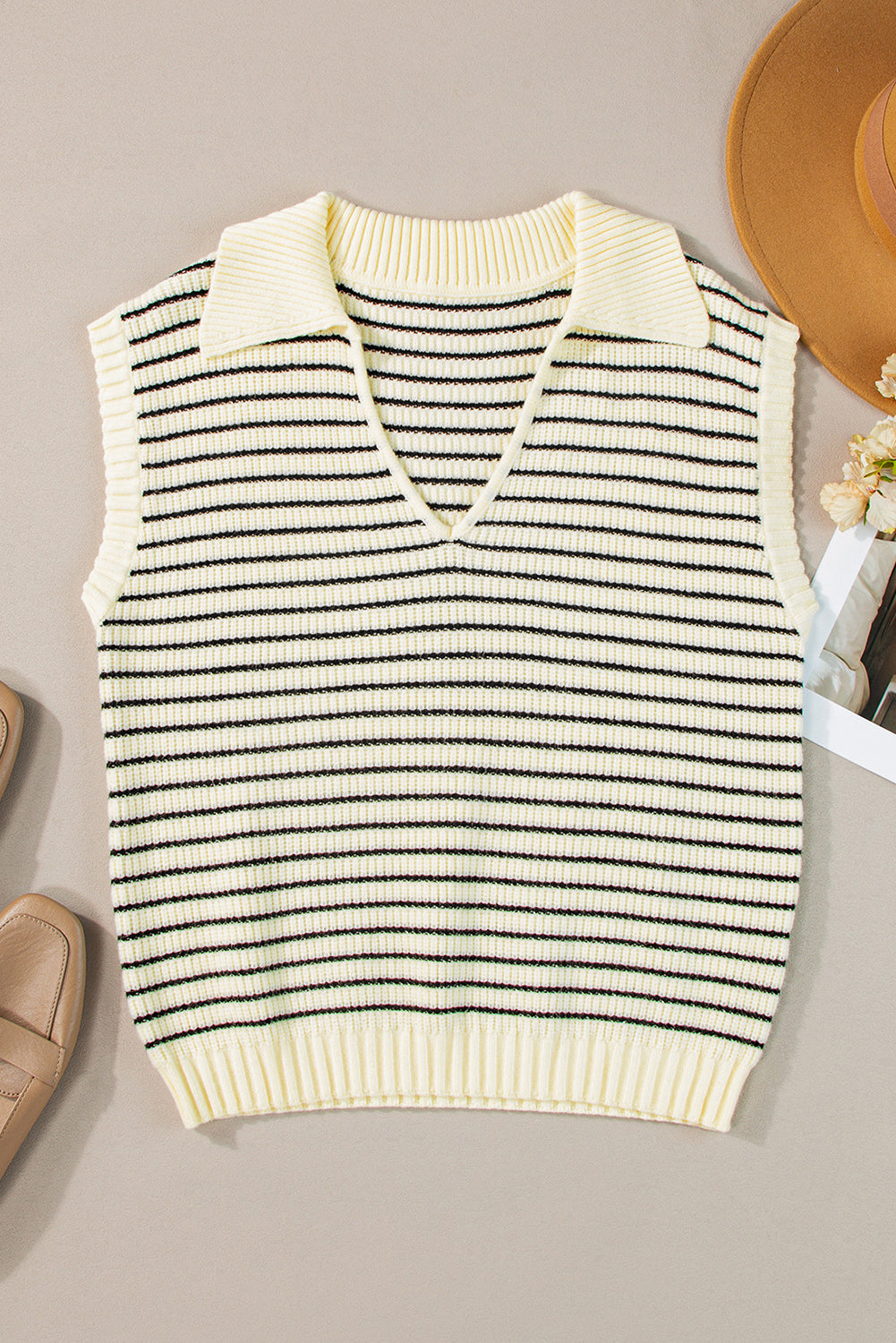 Mono Stripe Collared Knit Tank