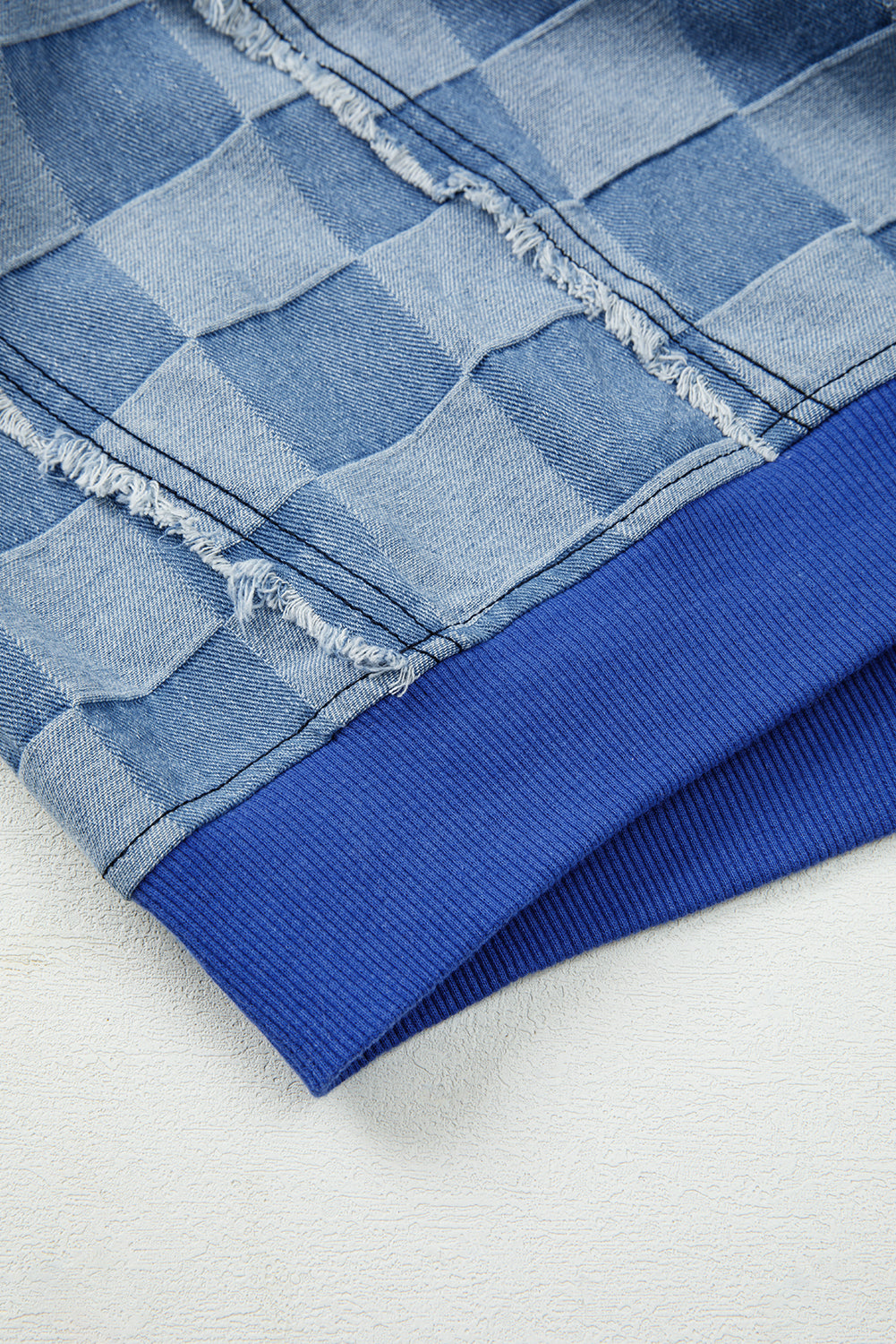 Denim Checkerboard Pullover