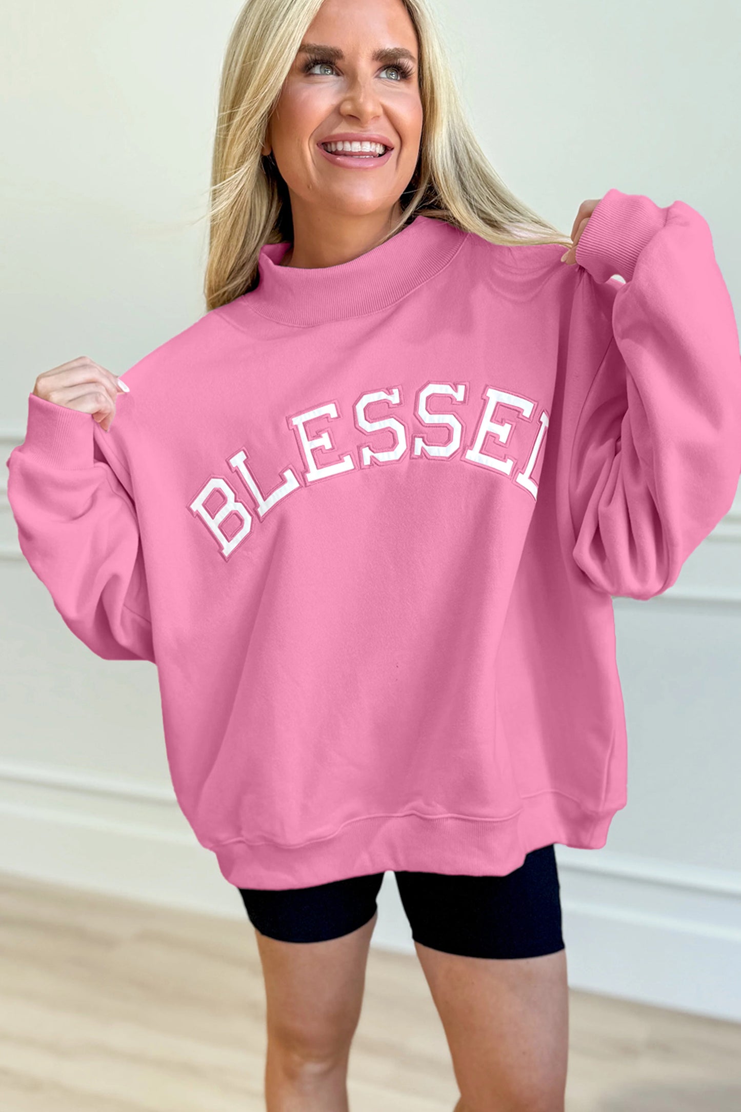 Divine Pink Oversized Mock Neck