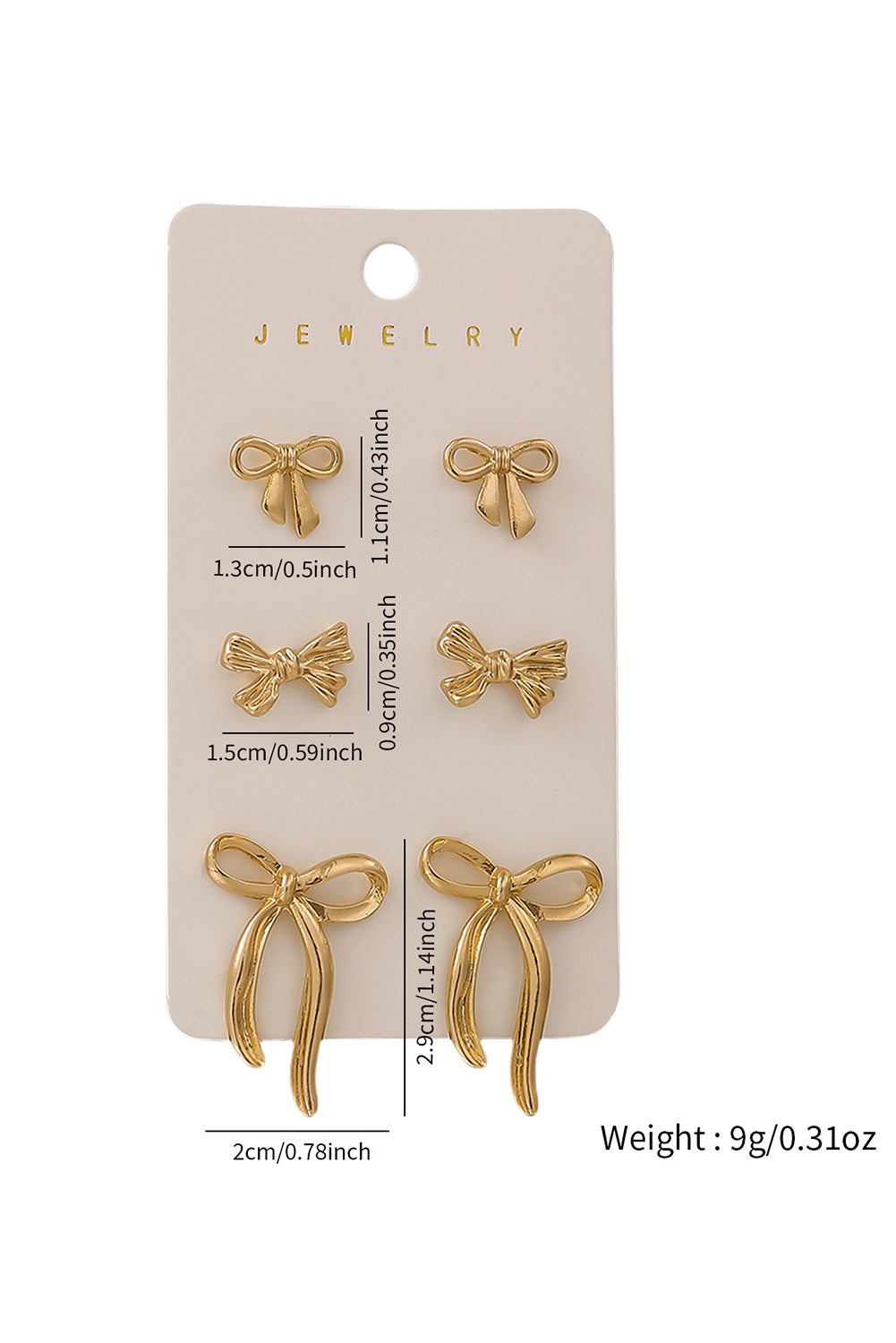 Golden Bow Trio Stud Set