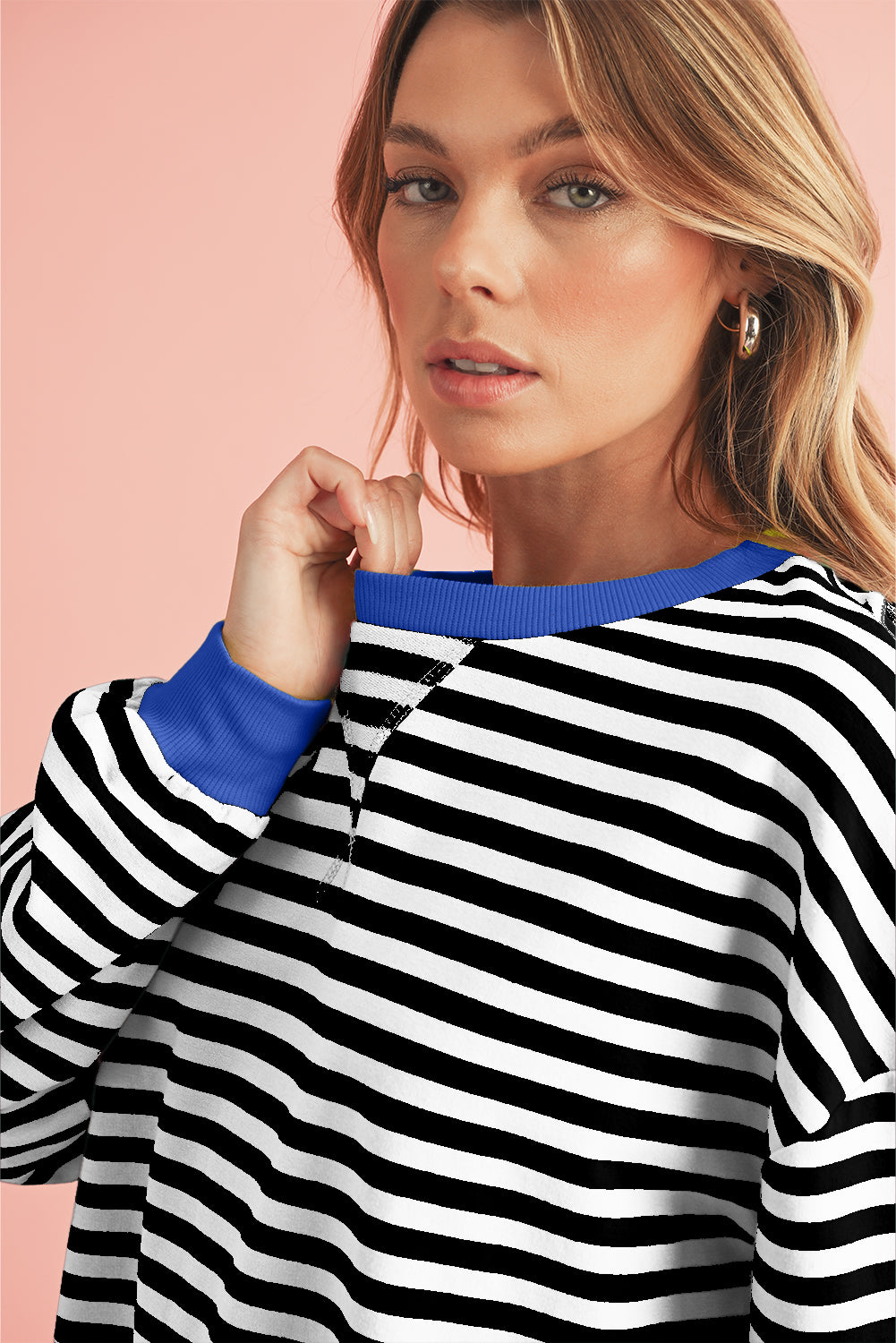 Blue Edge Stripe Sweatshirt