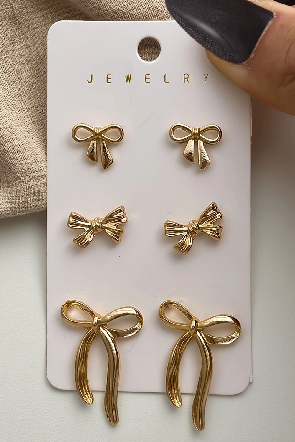 Golden Bow Trio Stud Set