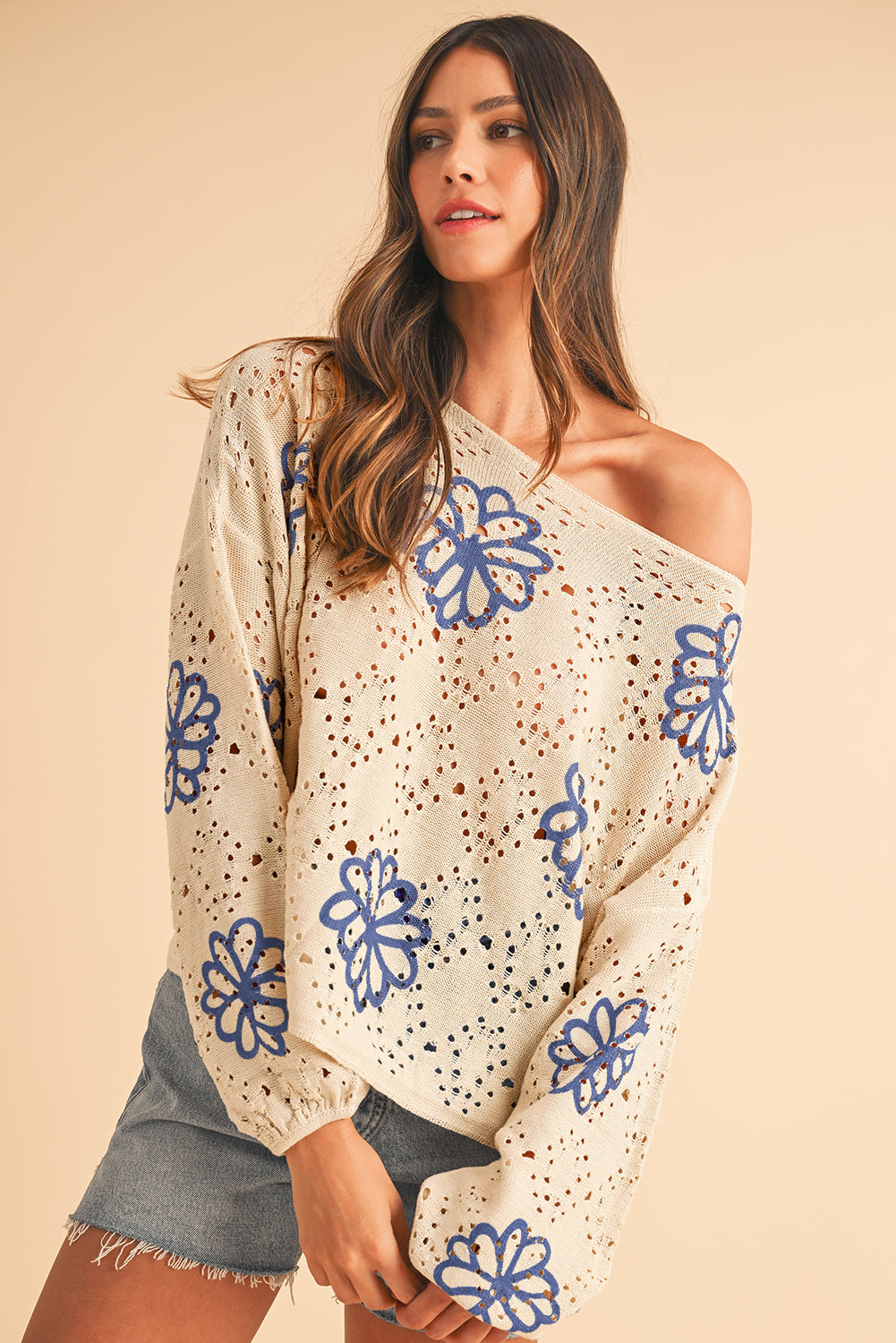 Petal Breeze Hollow Knit Sweater
