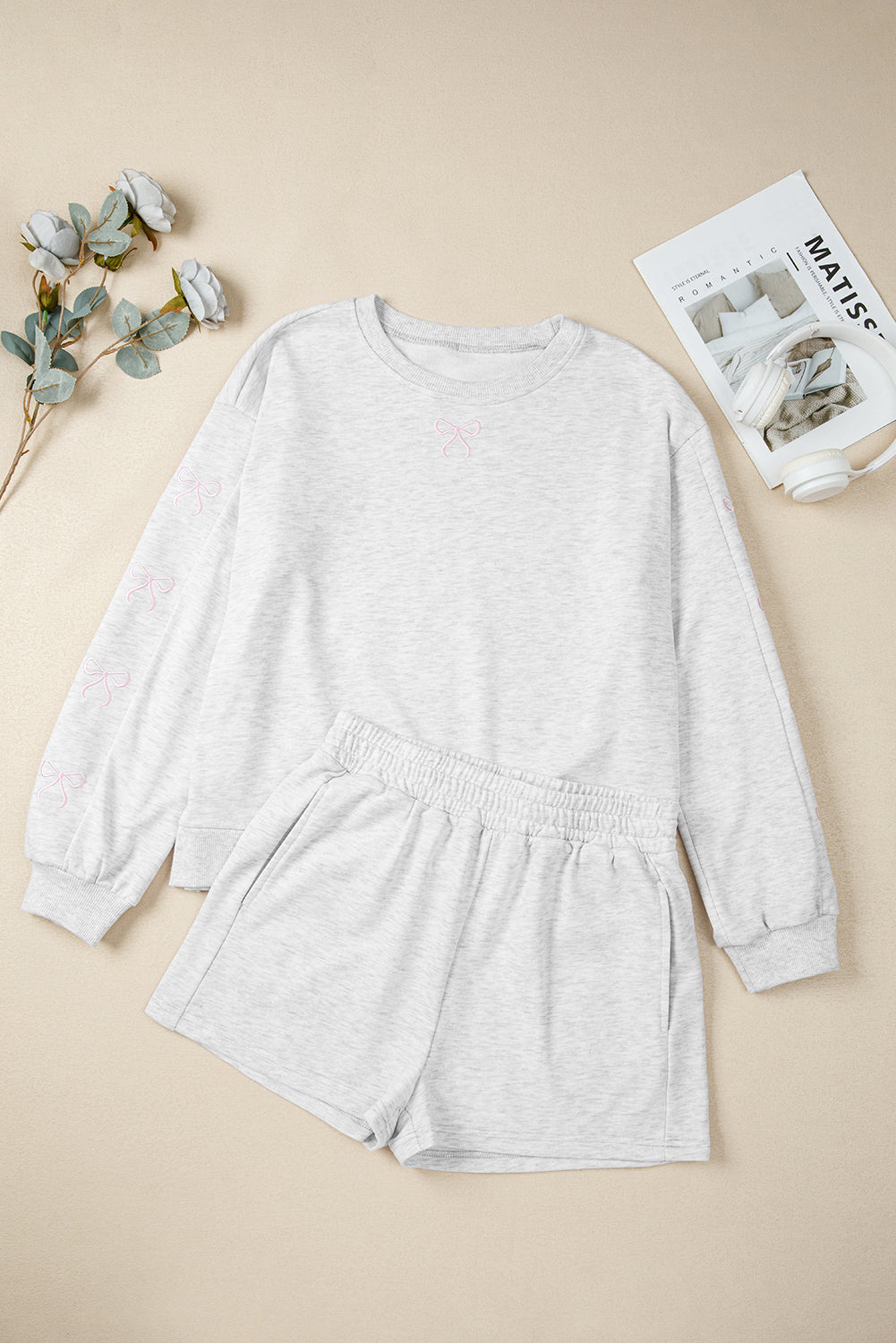 Soft Charm Bow Pullover & Shorts Set