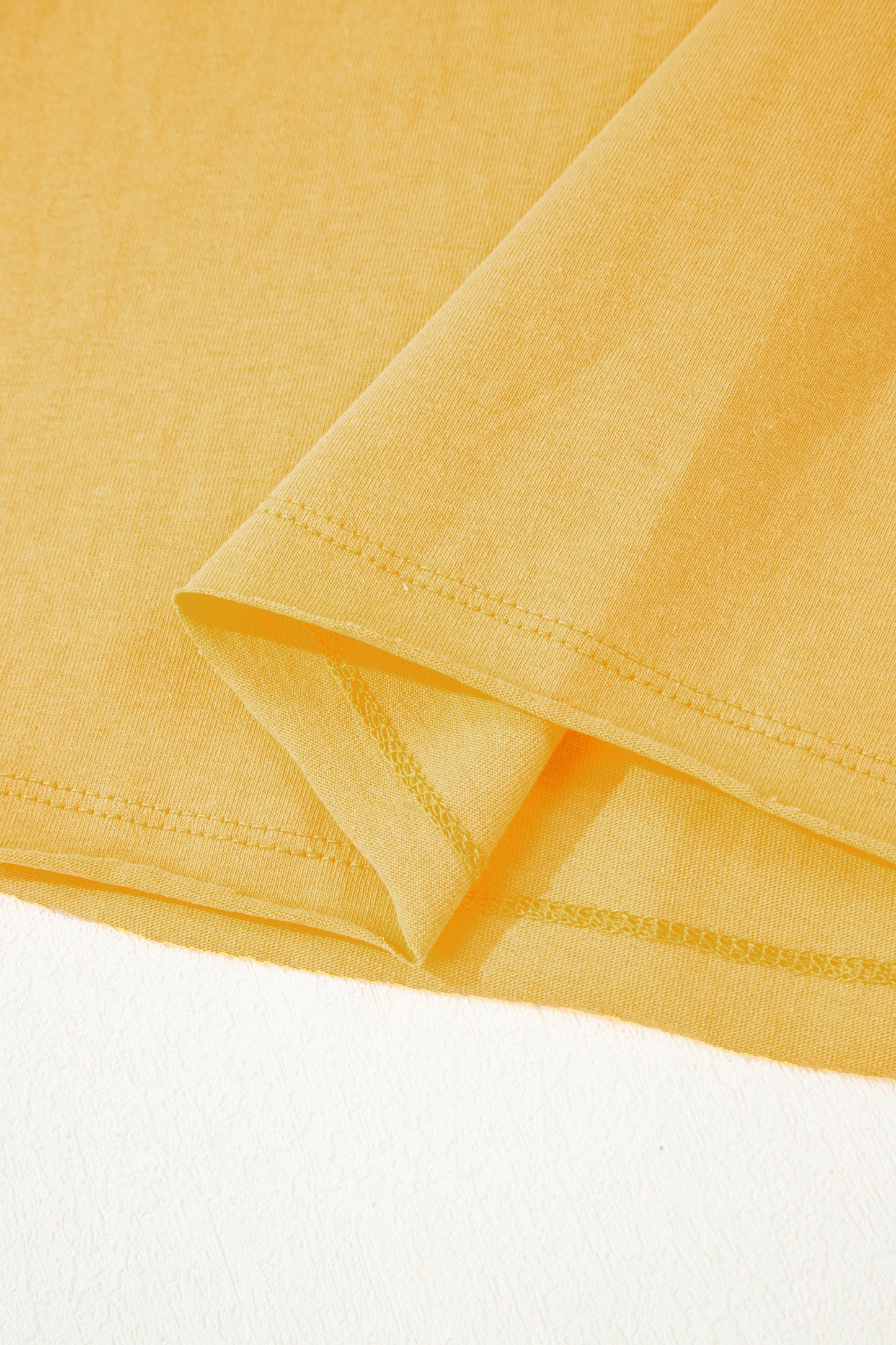 Banana Cream Contrast Trim Raw Hemline Short Sleeve Loose Top