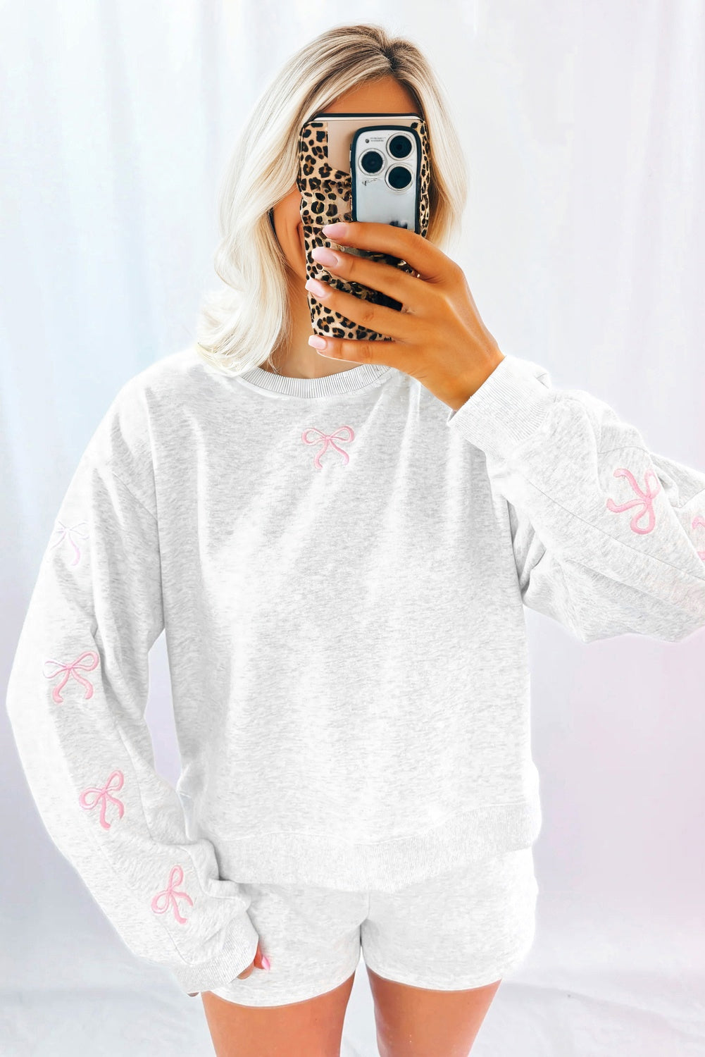 Soft Charm Bow Pullover & Shorts Set