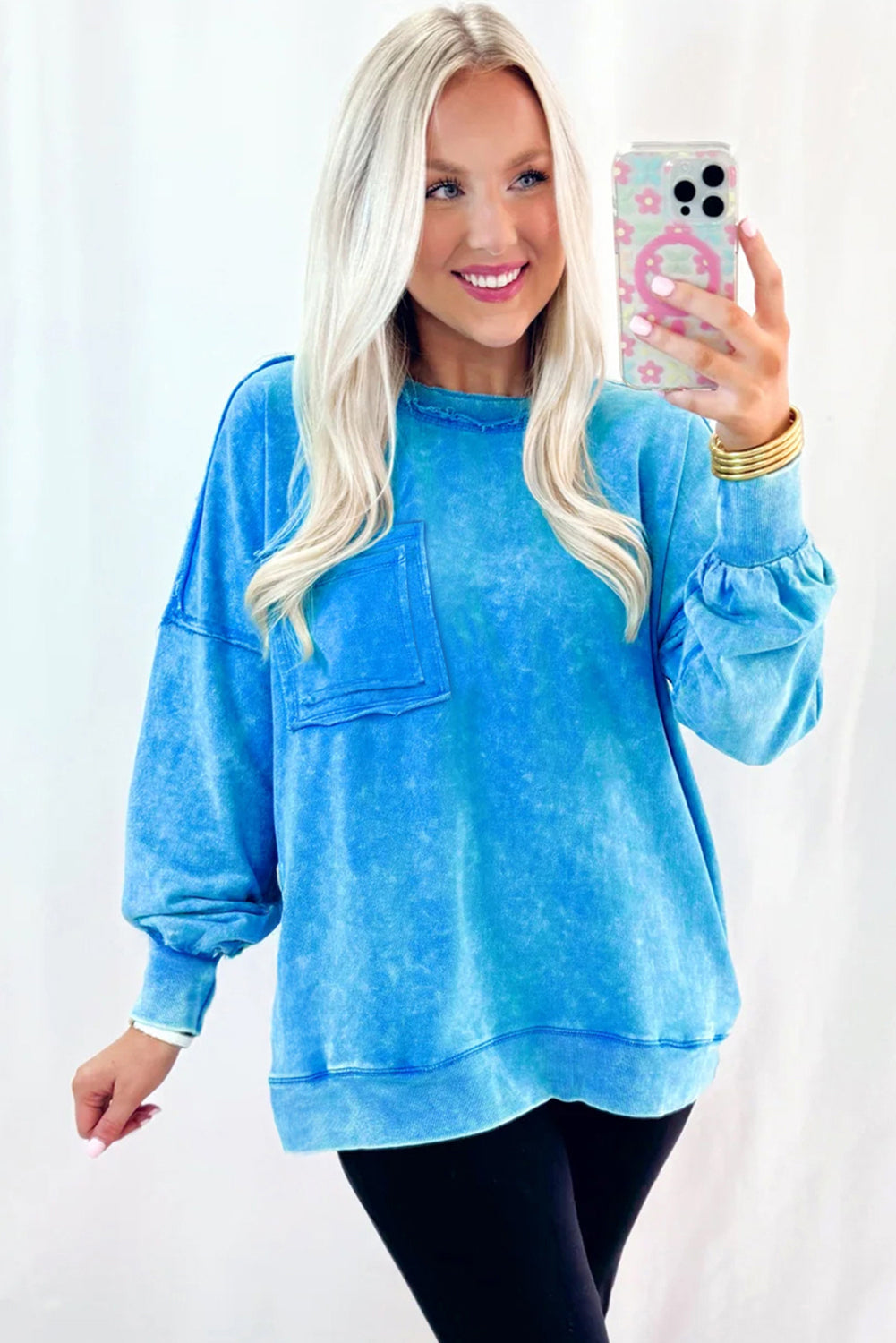 Sky Blue Acid Washed Sweatshirt