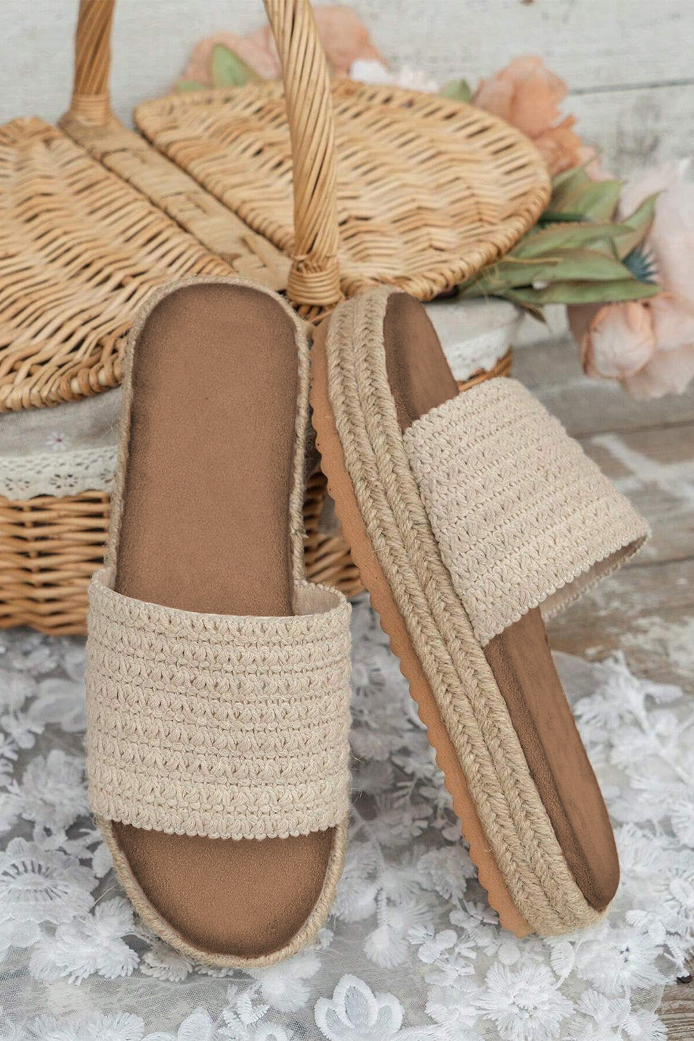 White Sage Boho Slides