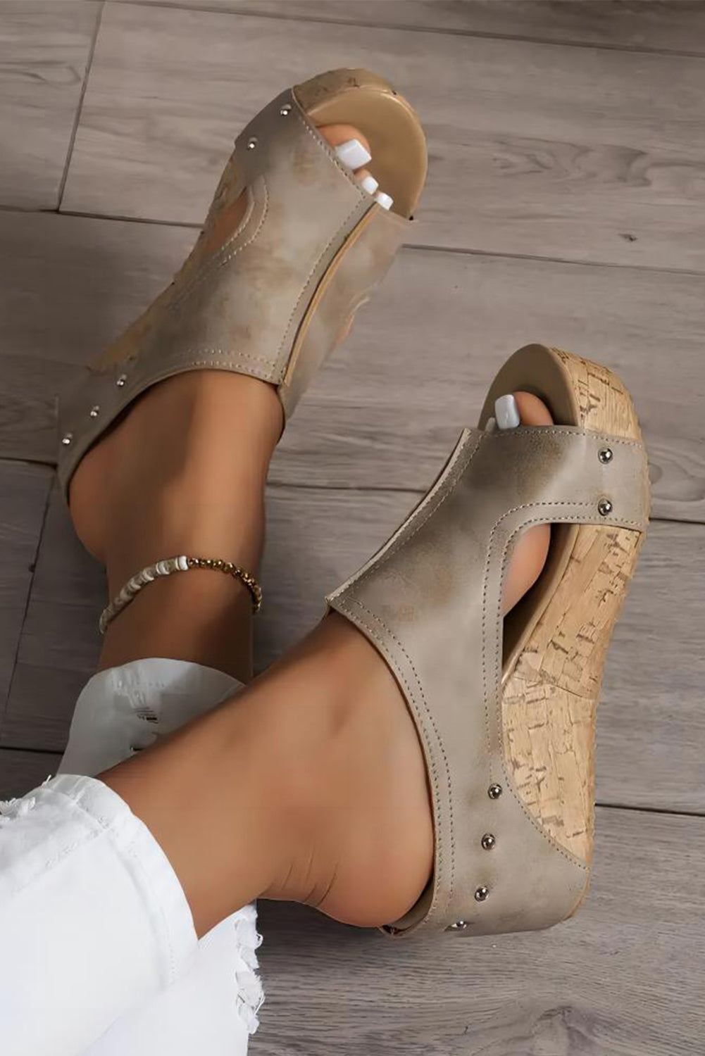Silver Studded Wedge