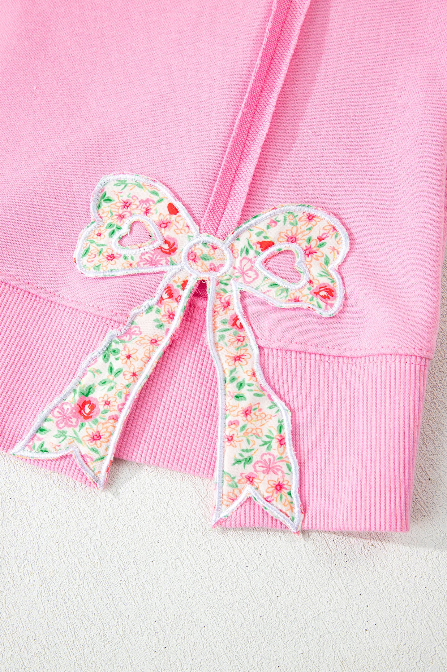 Sweet Bloom Bow Patched Slit Sweatshirt