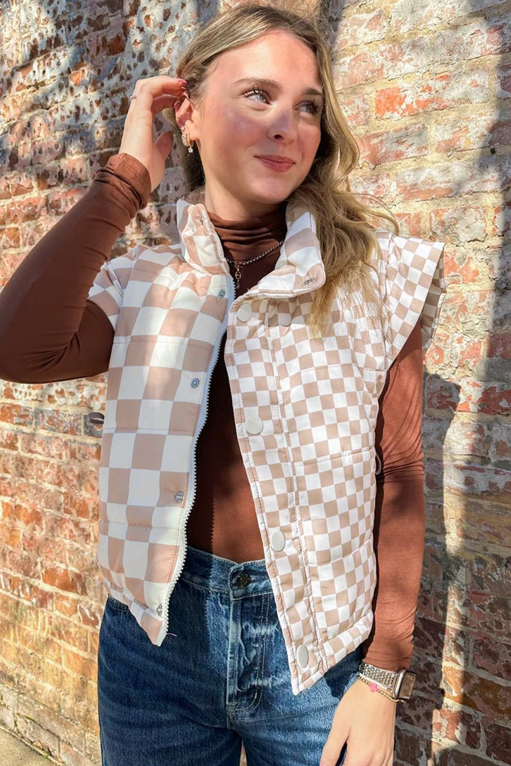 Plaidline Button Vest