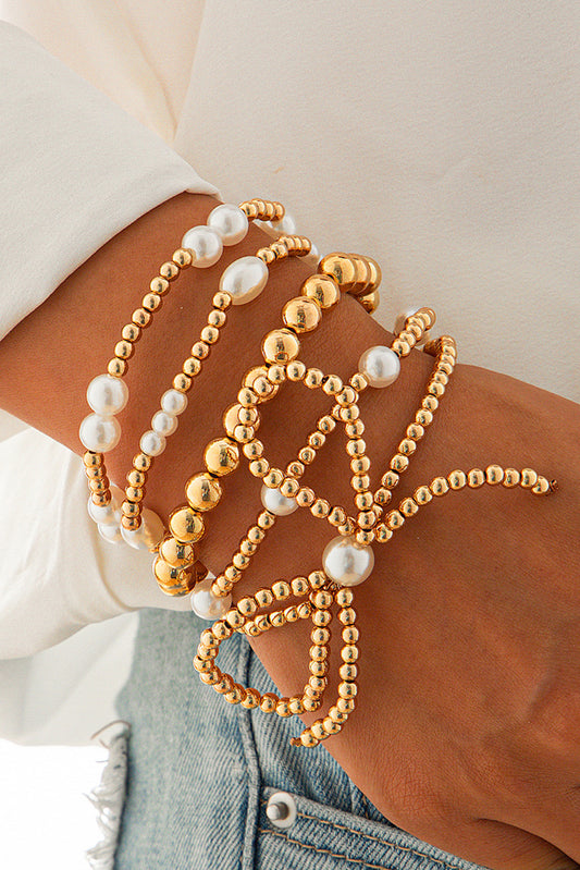 Delicate Glow Bow Pearl Bracelet Set