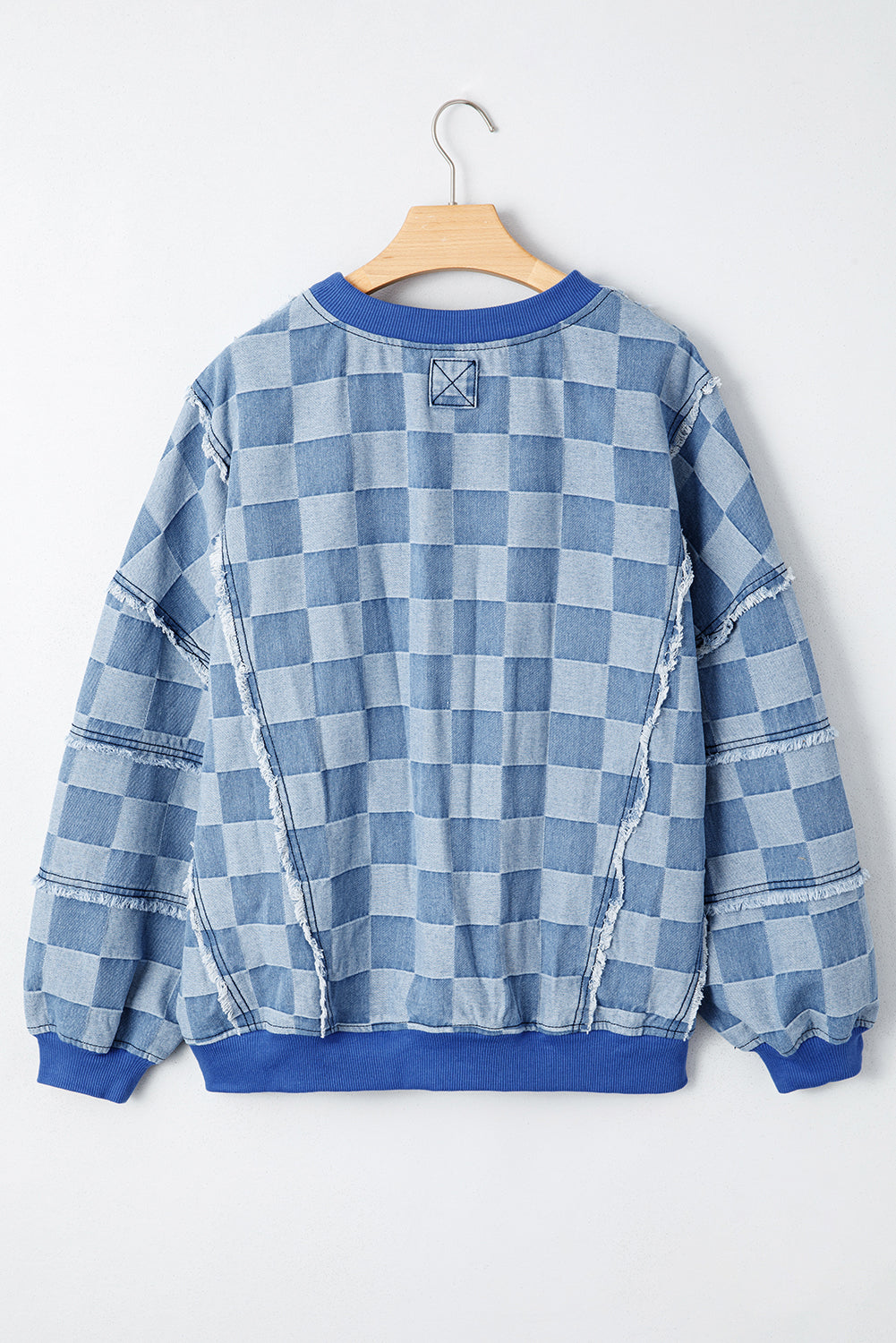 Denim Checkerboard Pullover