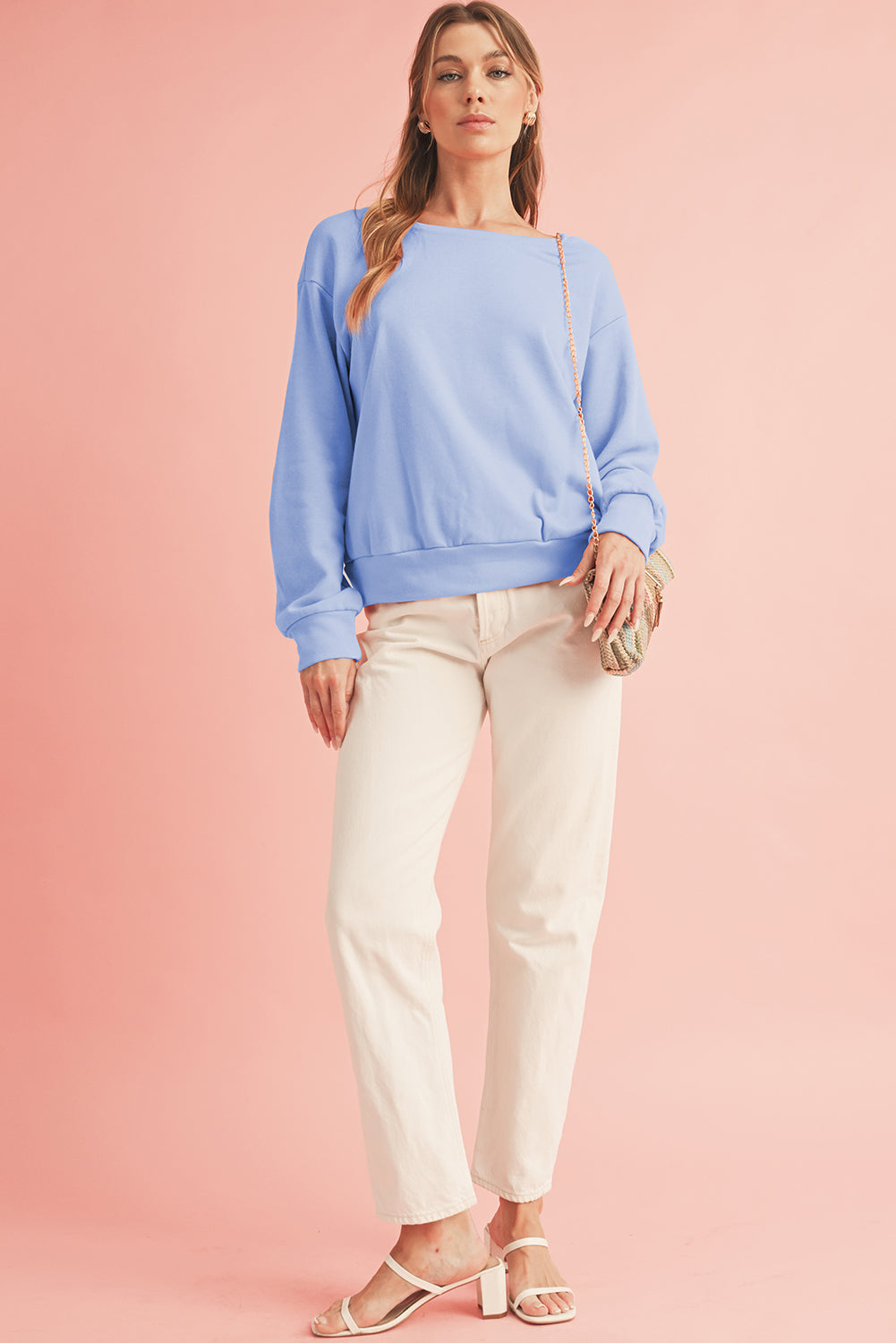 Bluebonnet Bow Round Neck Sweatshirt