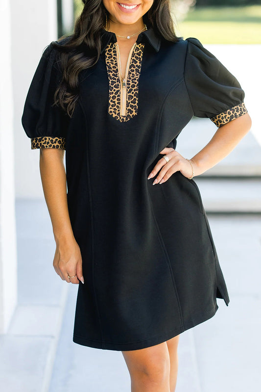 Leopard Puff Mini Dress