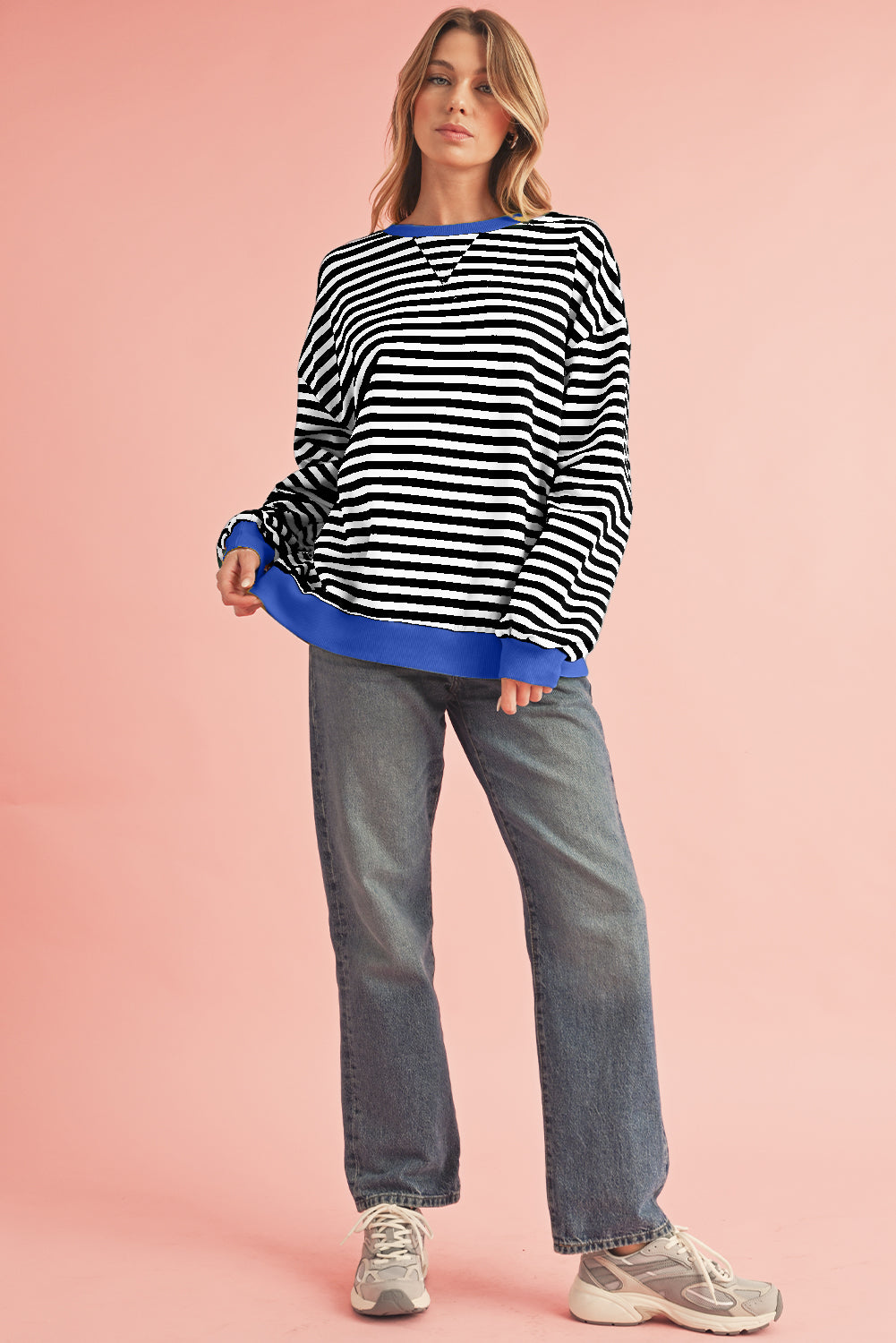 Blue Edge Stripe Sweatshirt