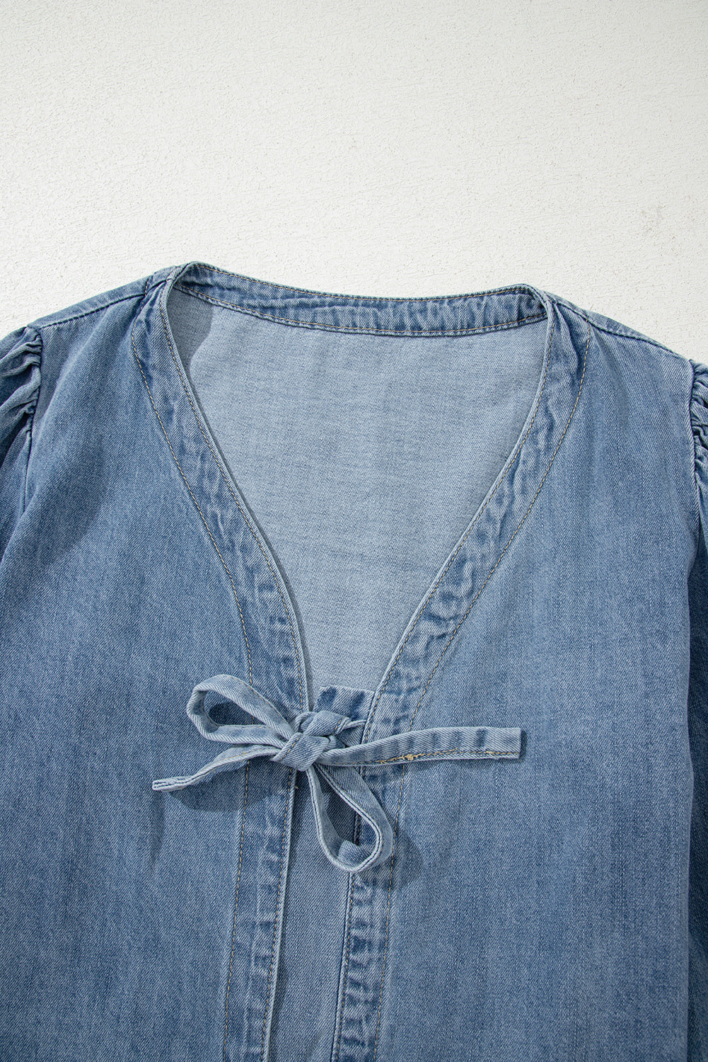 Denim Bloom Bow Top