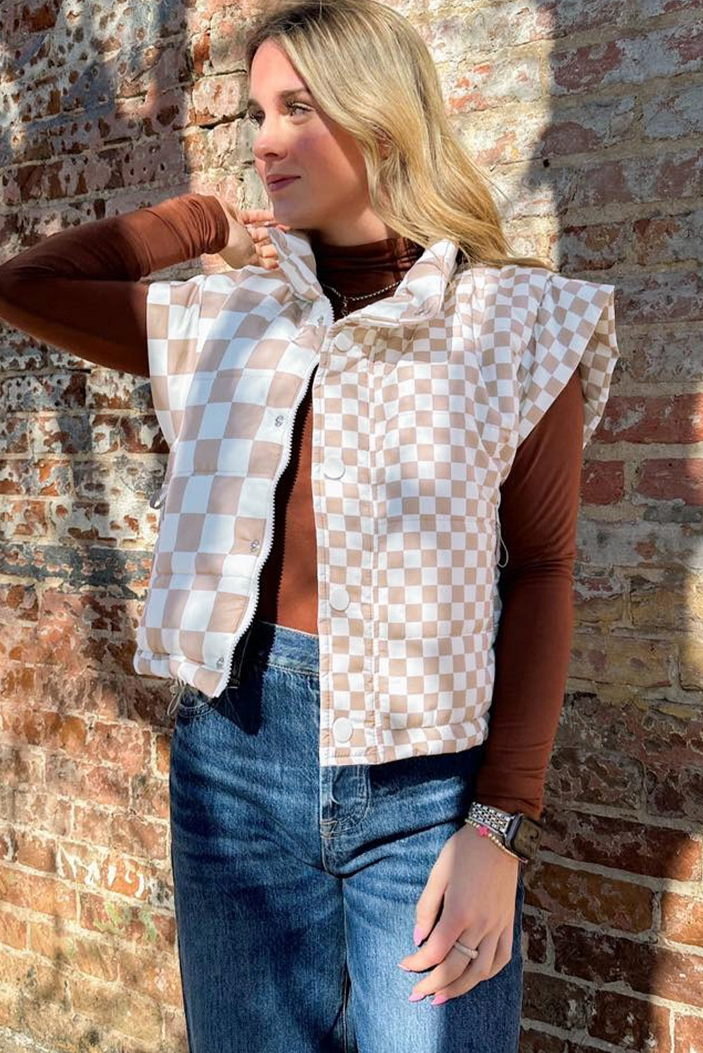 Plaidline Button Vest