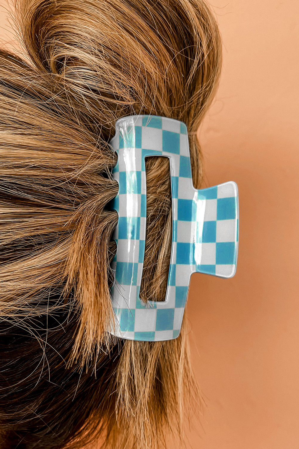 Blue Checkered Hair Clip