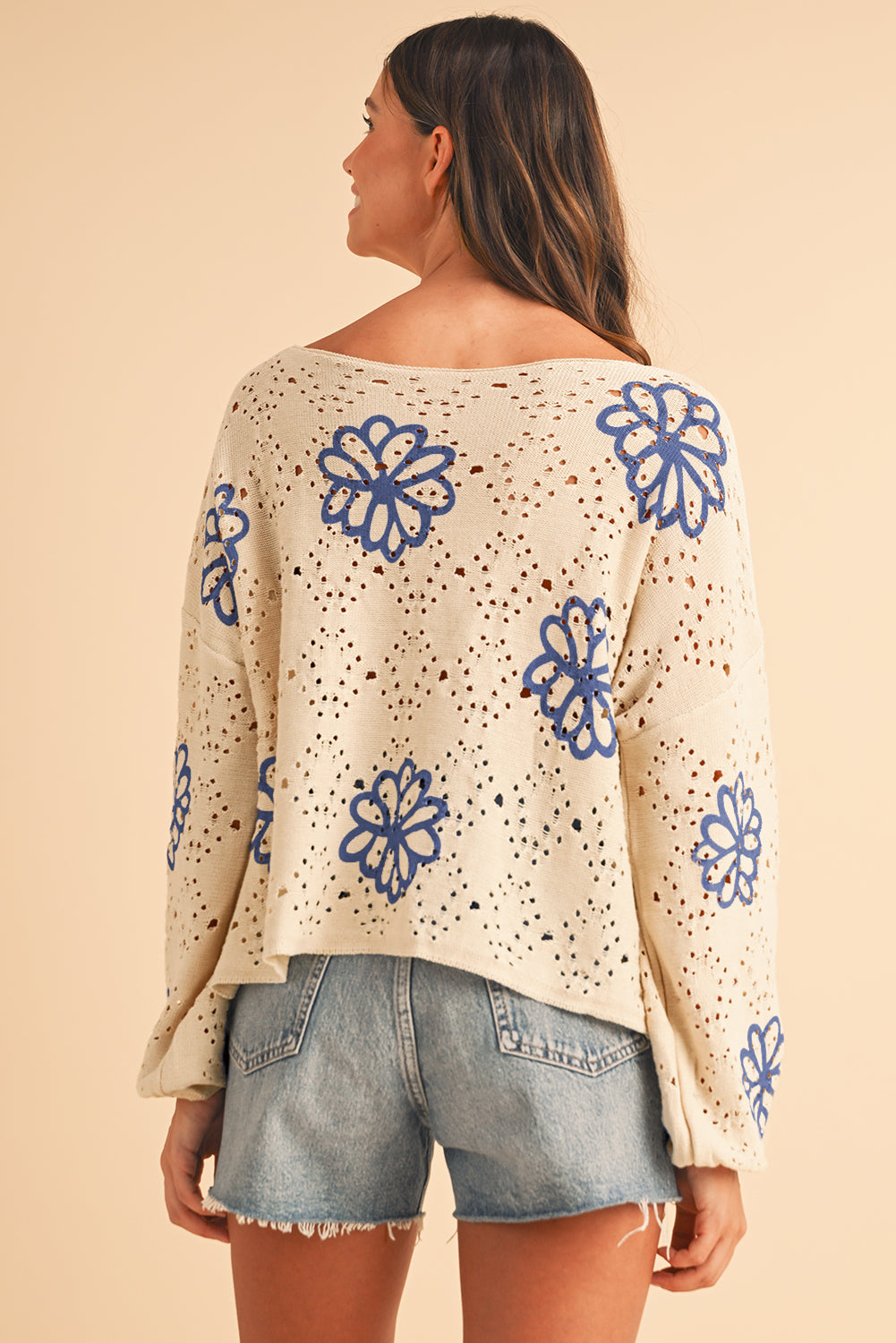 Petal Breeze Hollow Knit Sweater