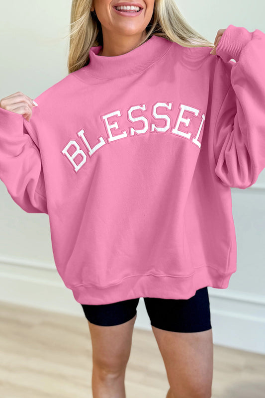 Divine Pink Oversized Mock Neck