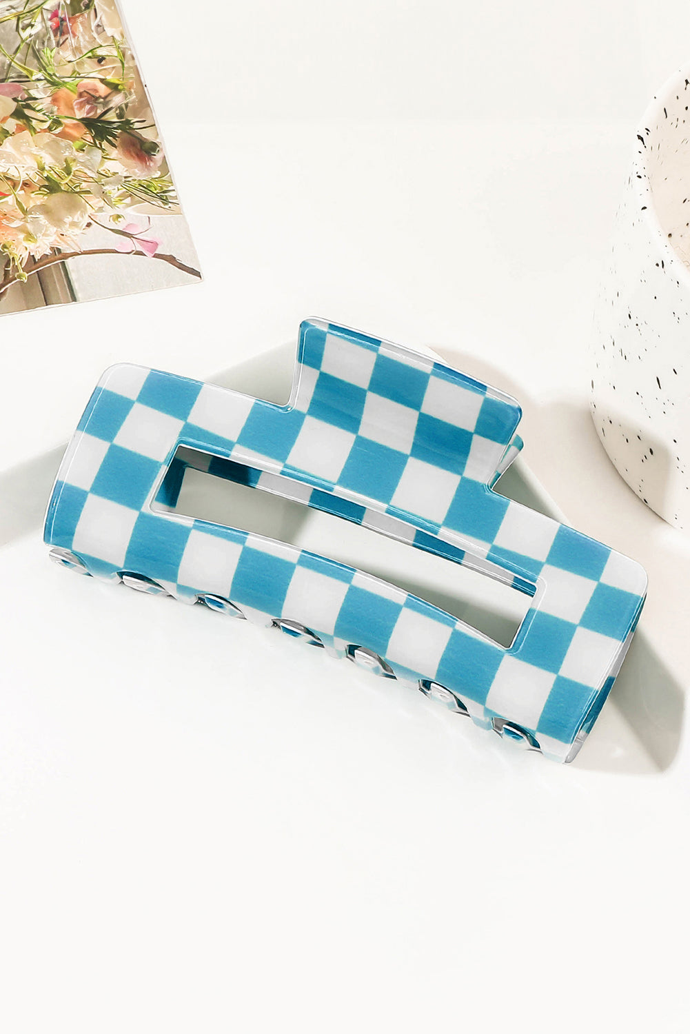Blue Checkered Hair Clip