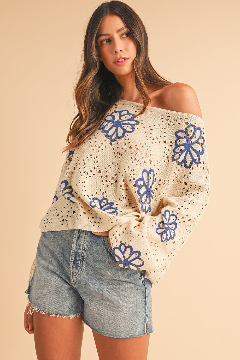 Petal Breeze Hollow Knit Sweater