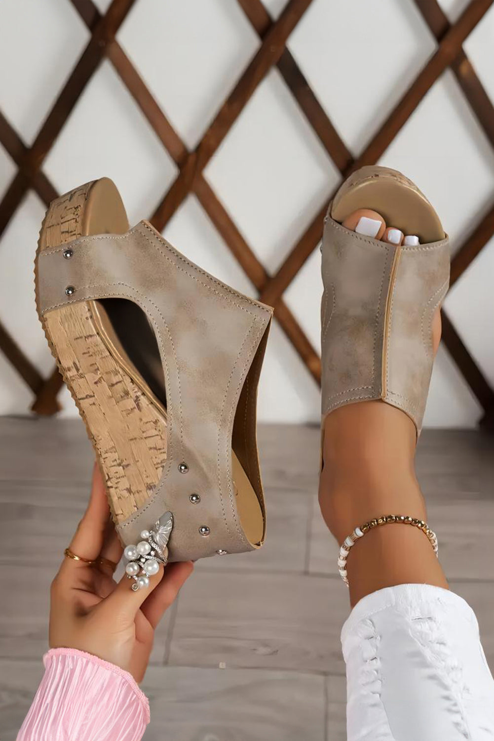 Silver Studded Wedge