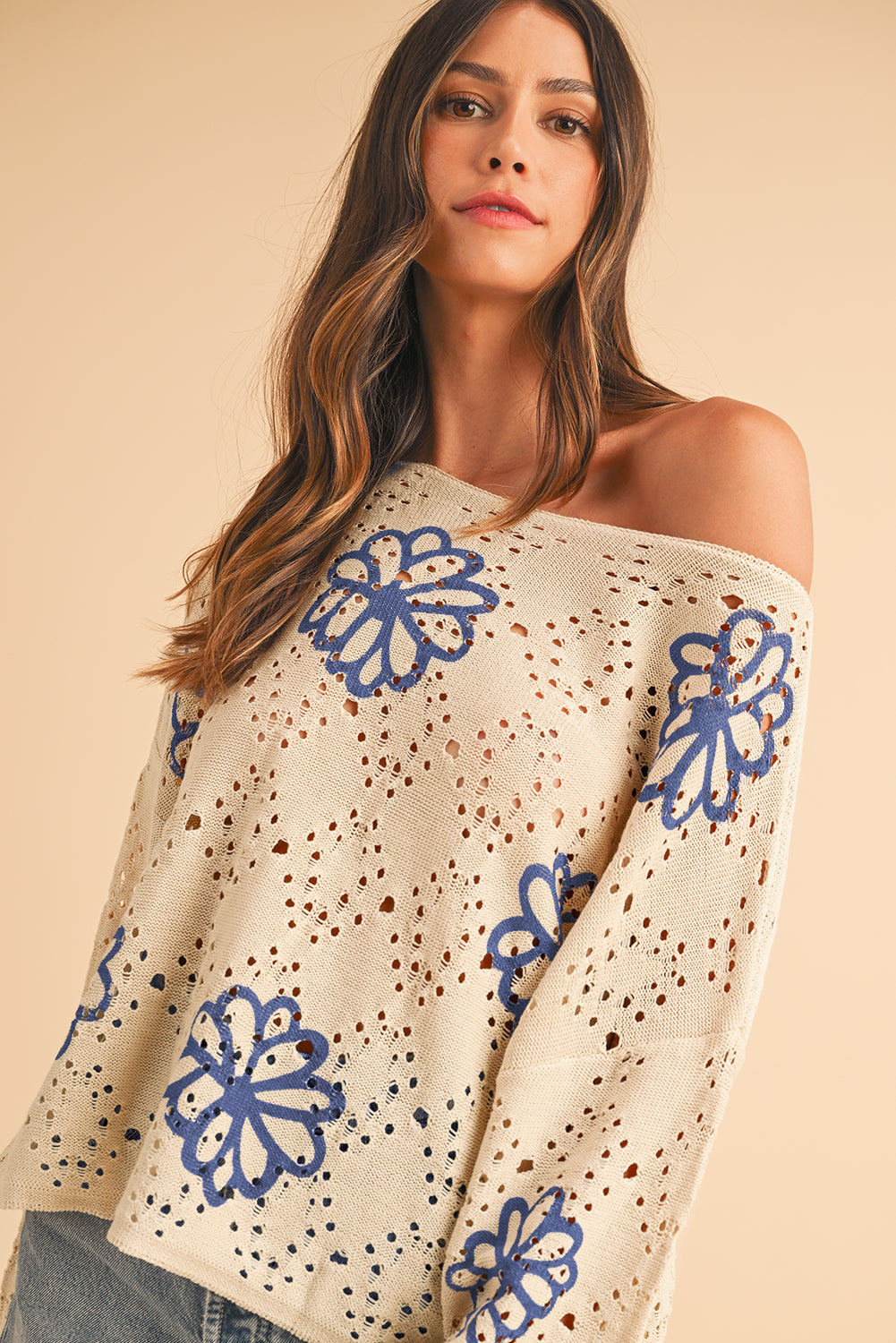 Petal Breeze Hollow Knit Sweater