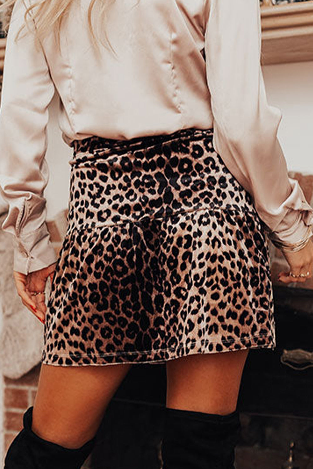 Brown Leopard Mini Skirt