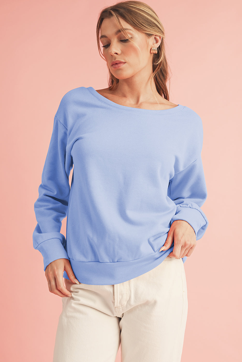 Bluebonnet Bow Round Neck Sweatshirt