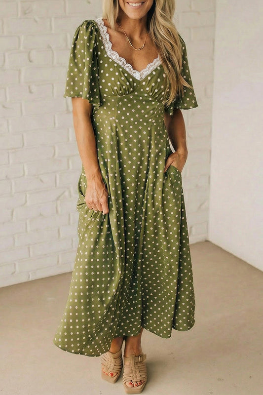 Emerald Dots & Lace Maxi