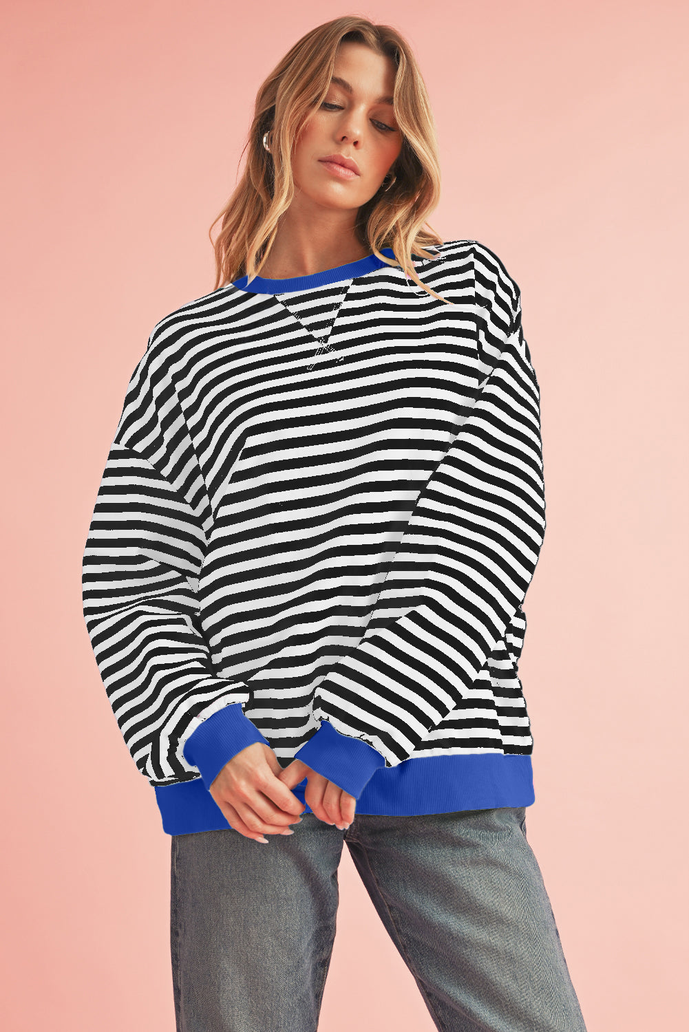 Blue Edge Stripe Sweatshirt
