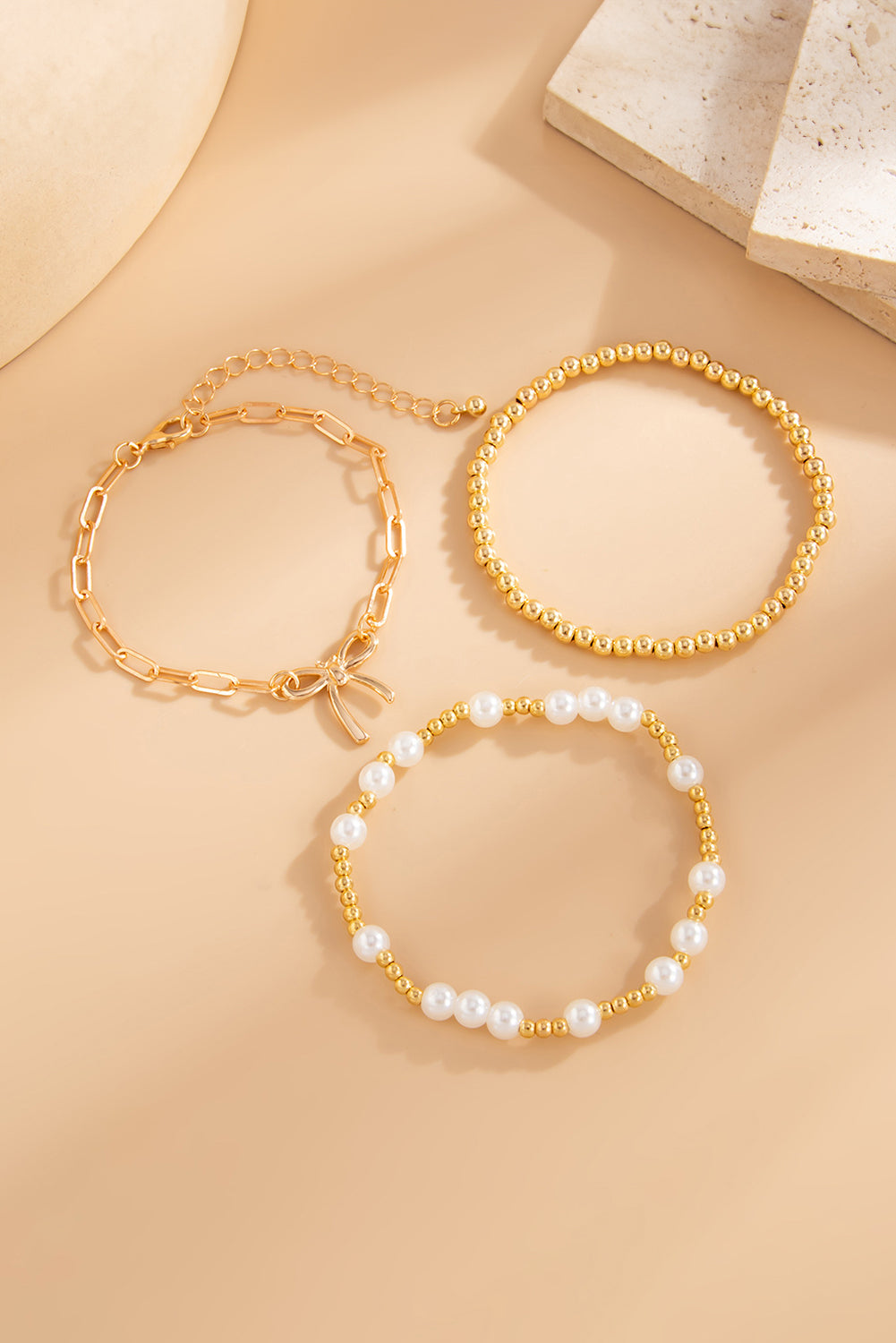 Bow + Pearl Bracelet Set