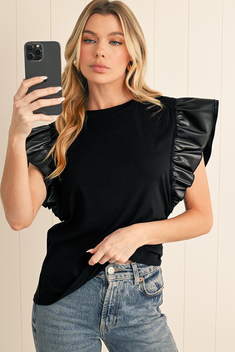 Dark Elegance Ruffle Top