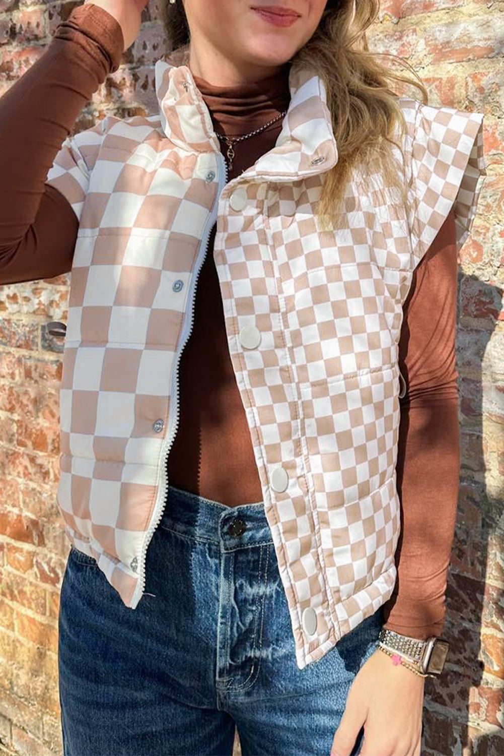 Plaidline Button Vest