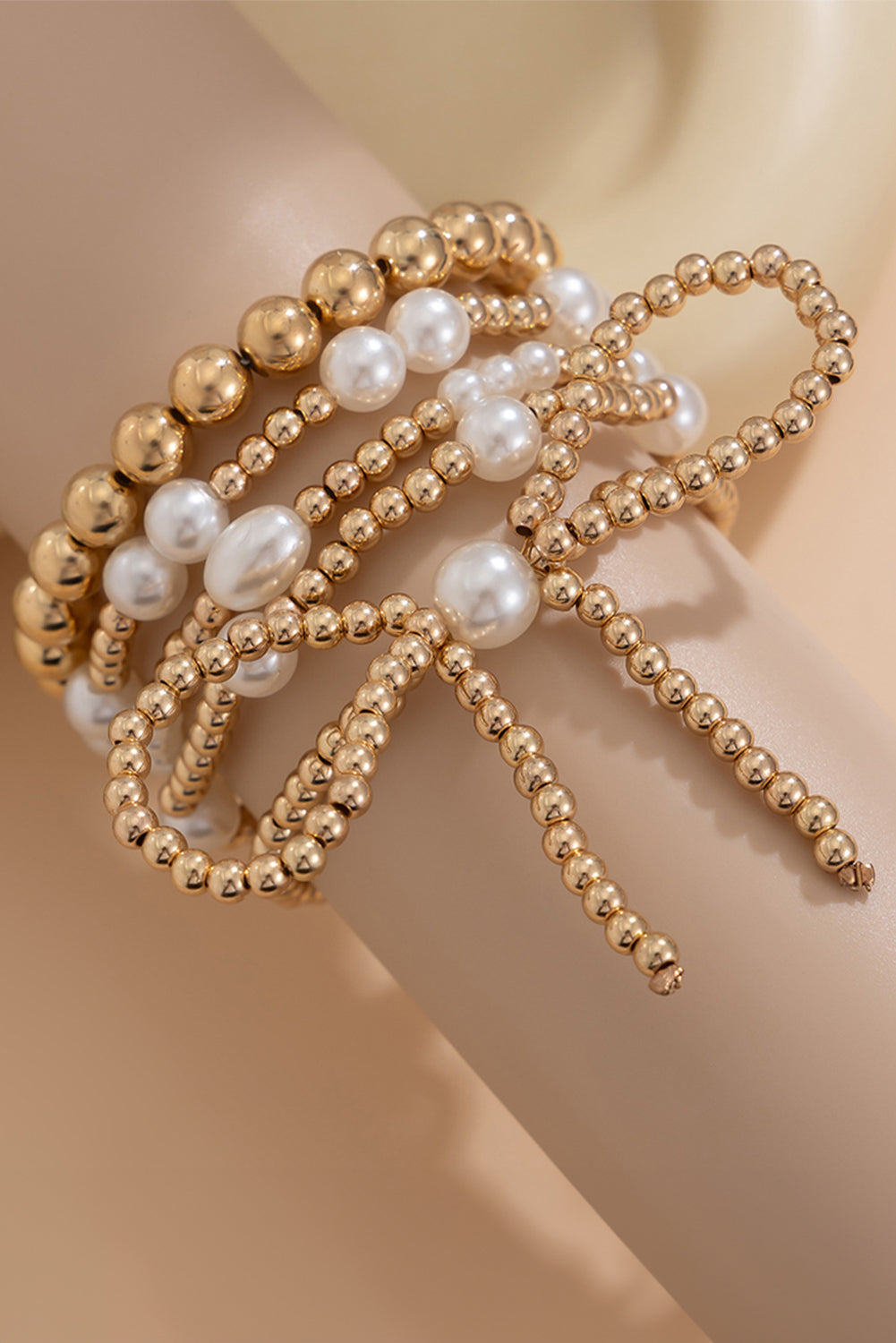 Delicate Glow Bow Pearl Bracelet Set