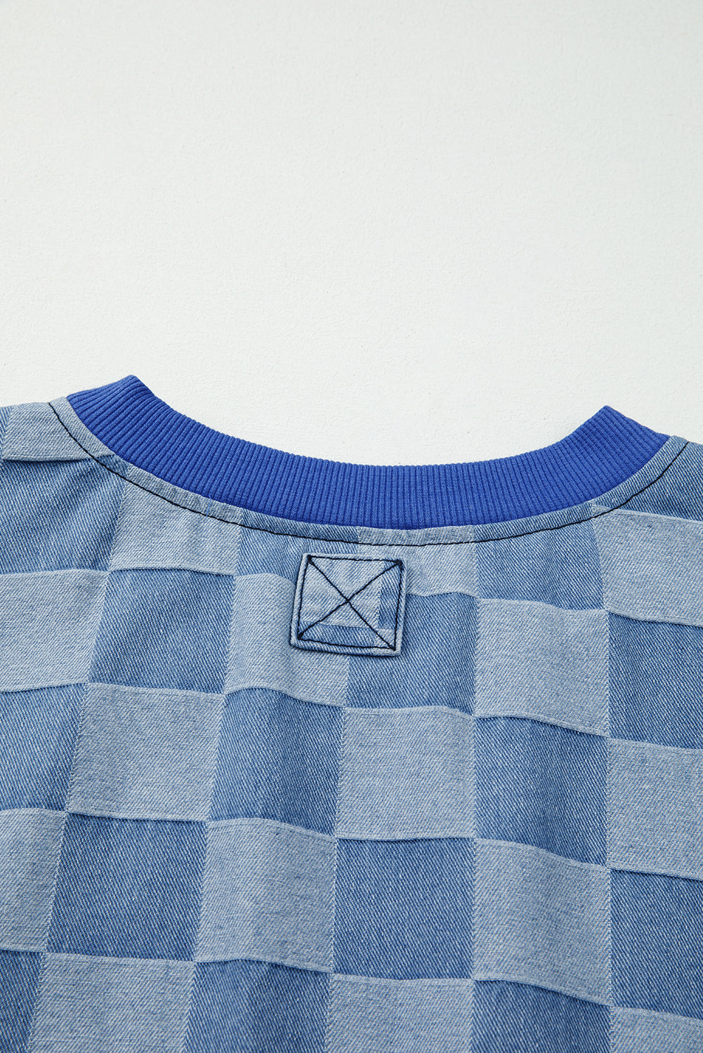 Denim Checkerboard Pullover