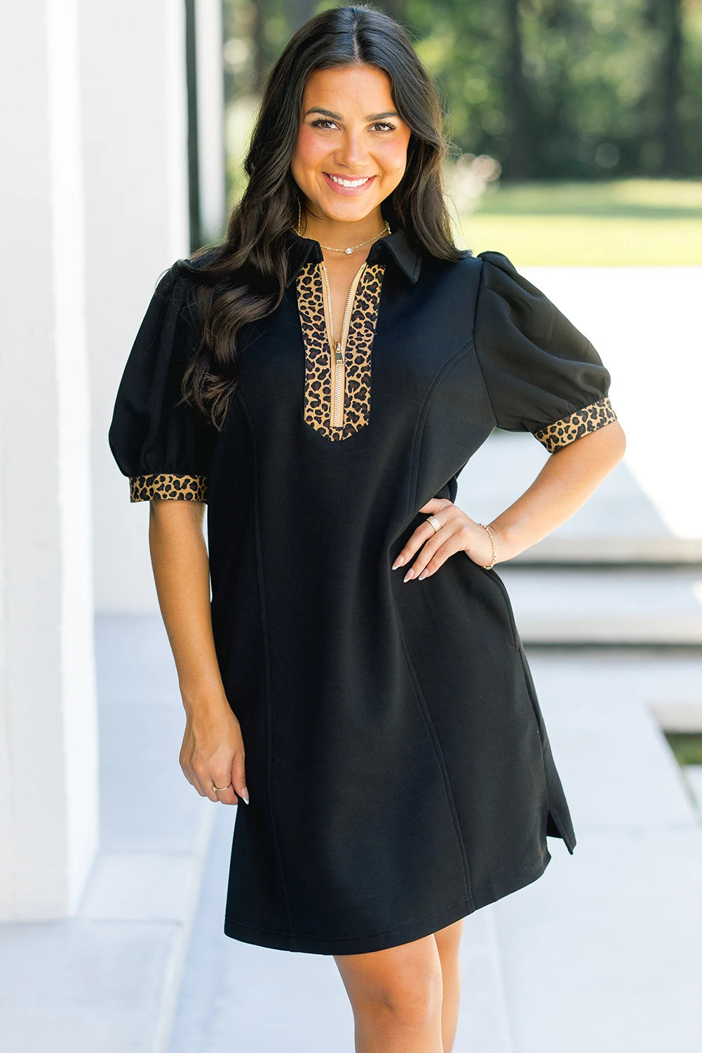 Leopard Puff Mini Dress