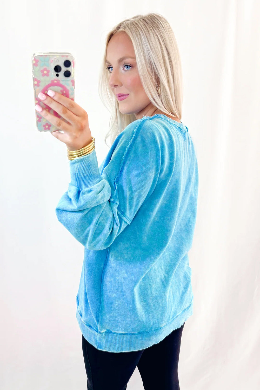 Sky Blue Acid Washed Sweatshirt