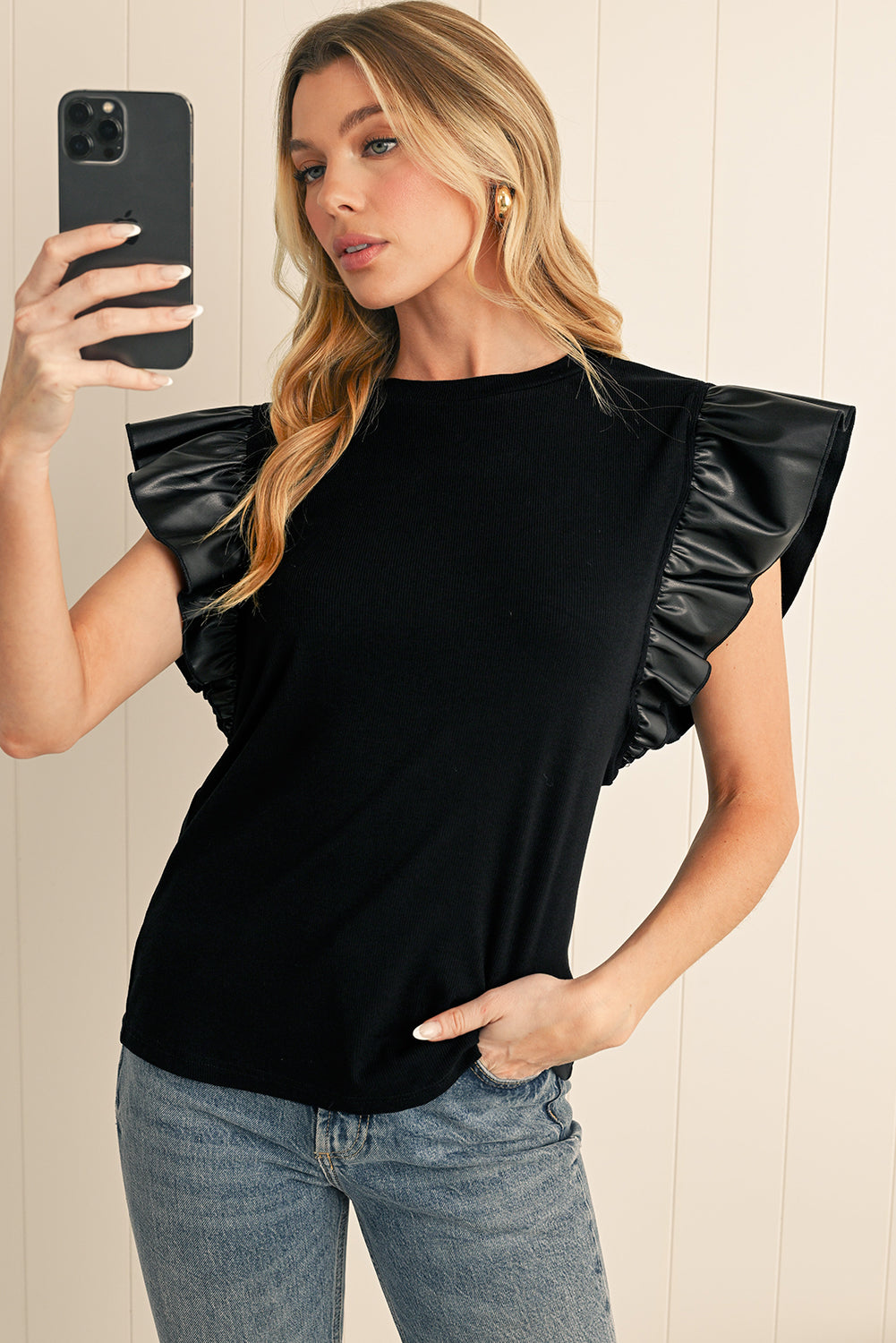 Dark Elegance Ruffle Top