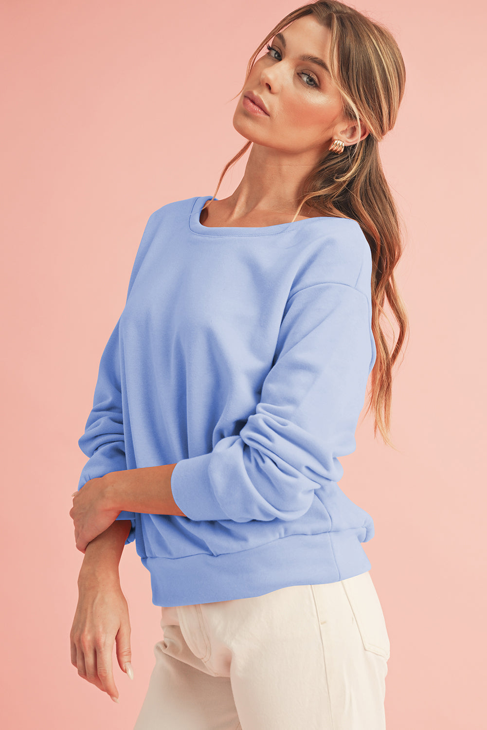 Bluebonnet Bow Round Neck Sweatshirt