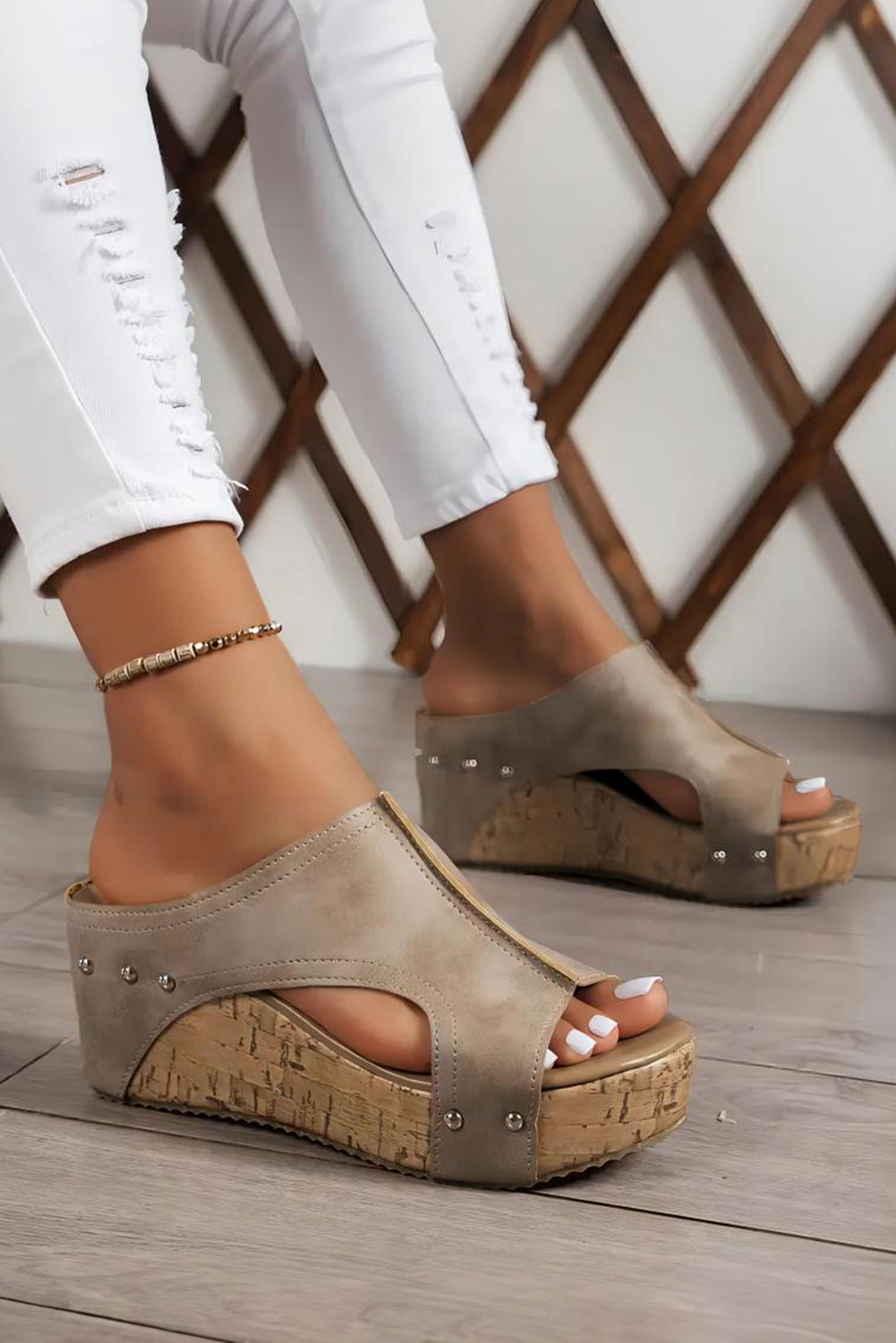 Silver Studded Wedge