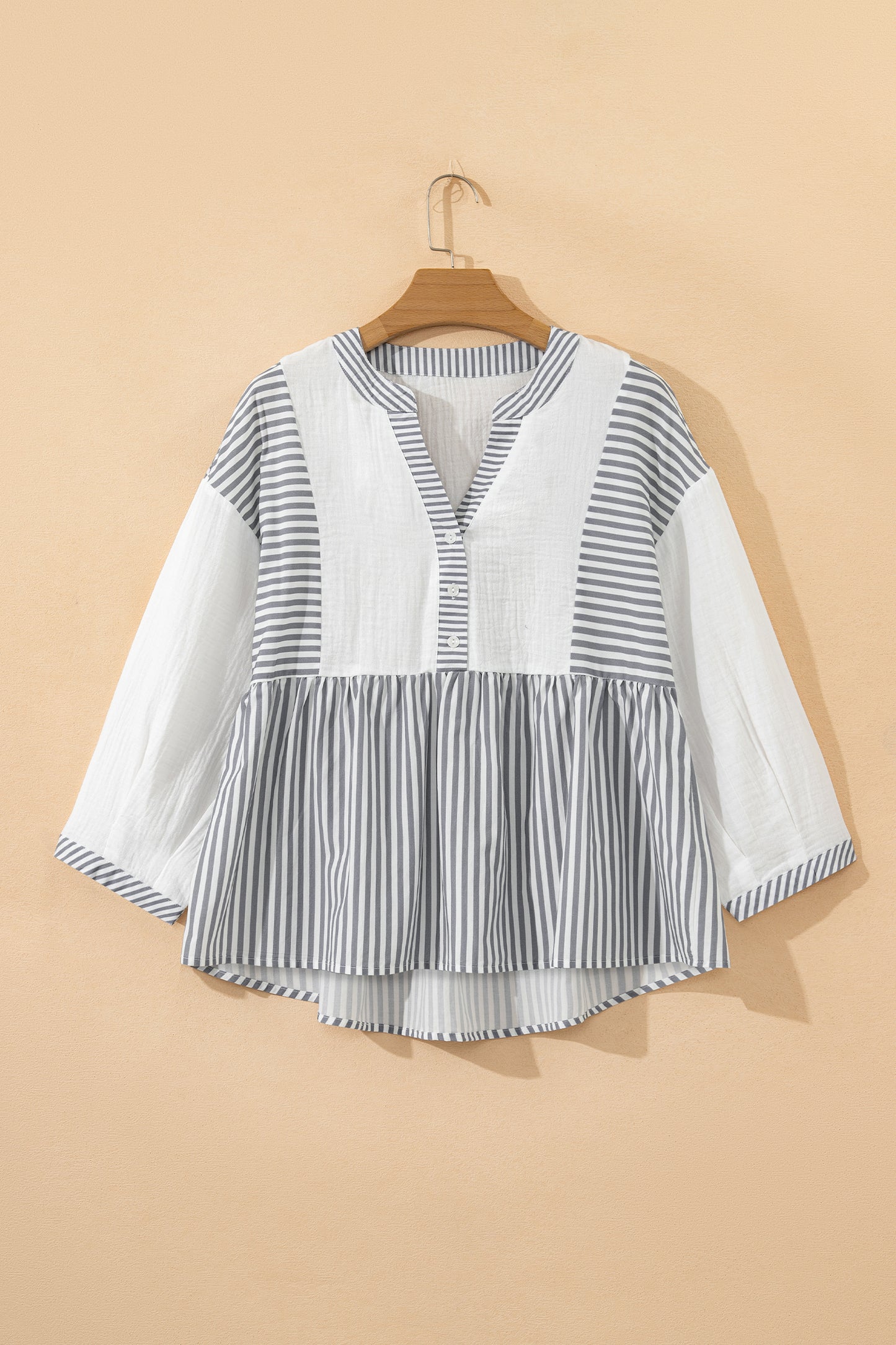 Soft Gray Stripe Blouse