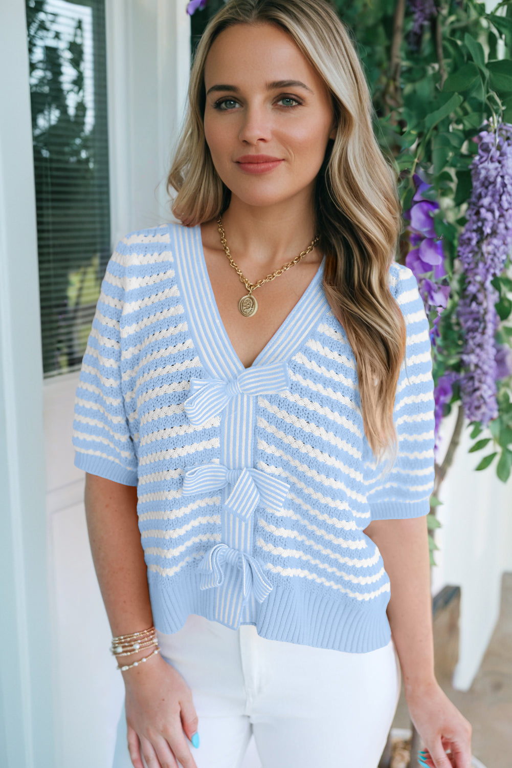 Coastal Charm Bow Knit