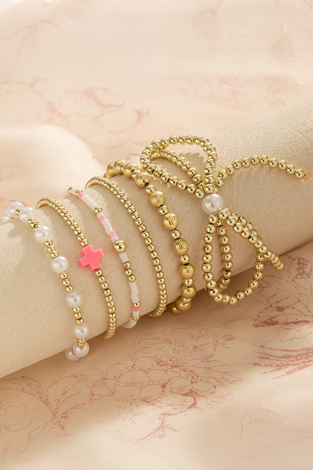 Pink Charm Beaded Bracelet Set