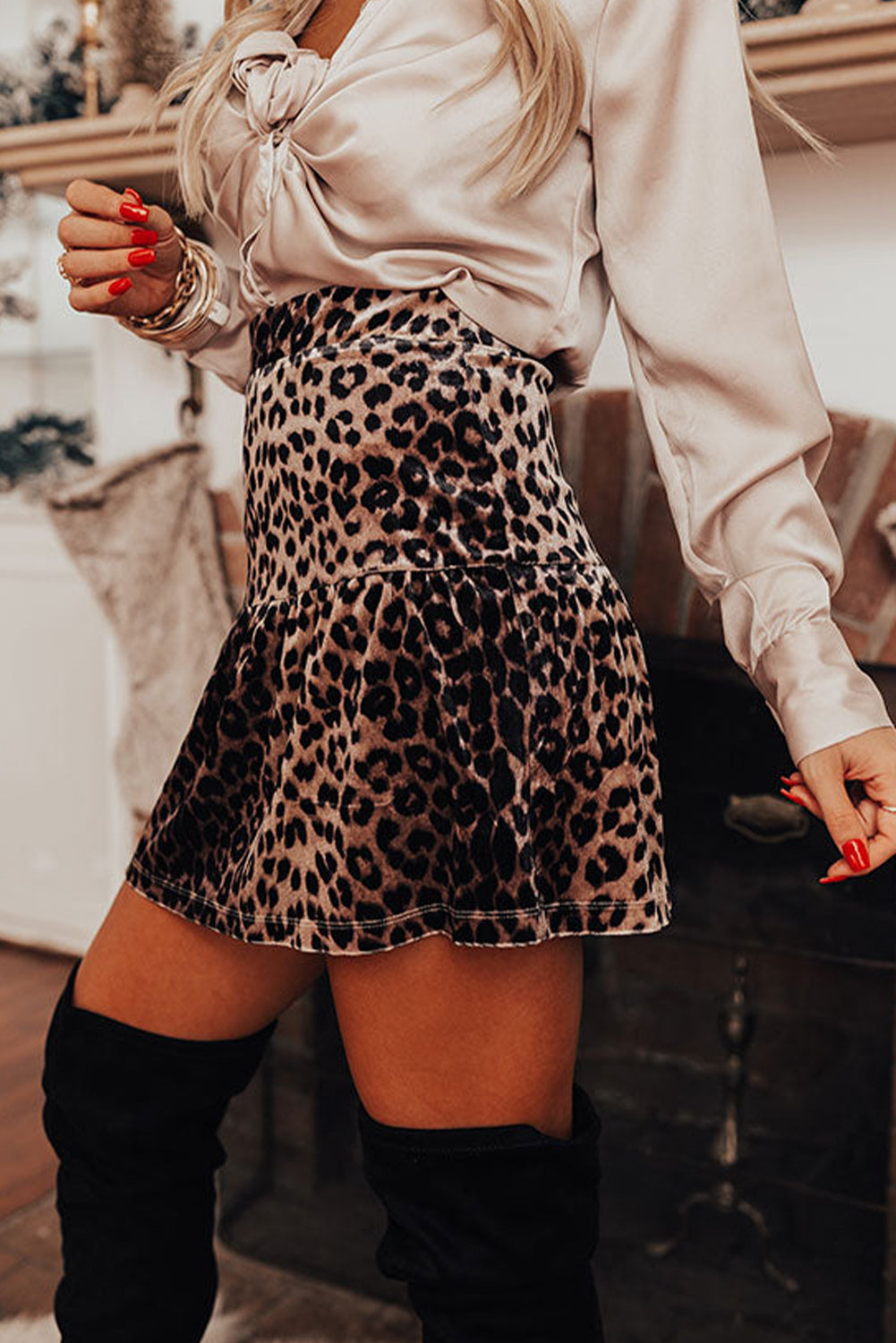 Brown Leopard Mini Skirt