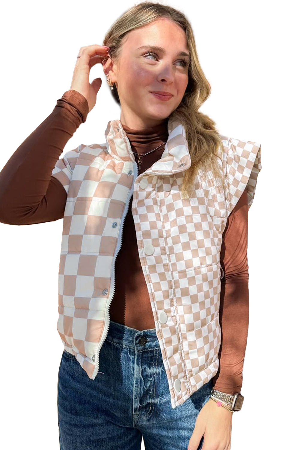 Plaidline Button Vest