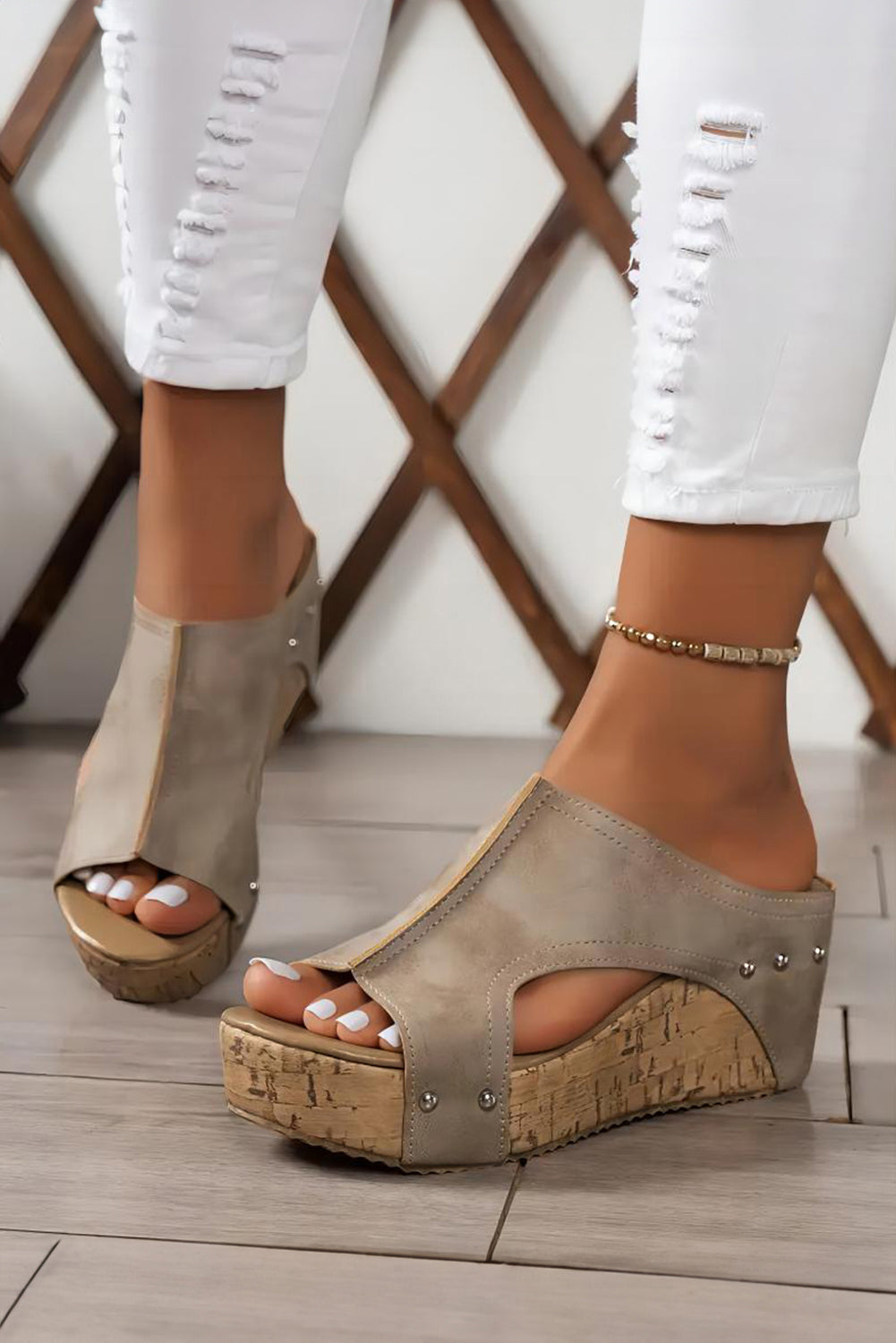 Silver Studded Wedge