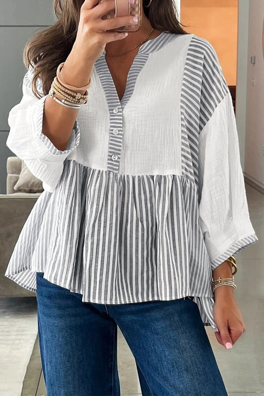 Soft Gray Stripe Blouse